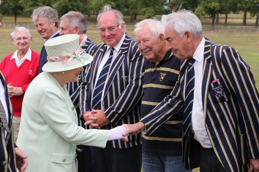 Sir Ron Brierley (second from right) at a Windsor Castle cricketing event in 2015. Photo / Supplied