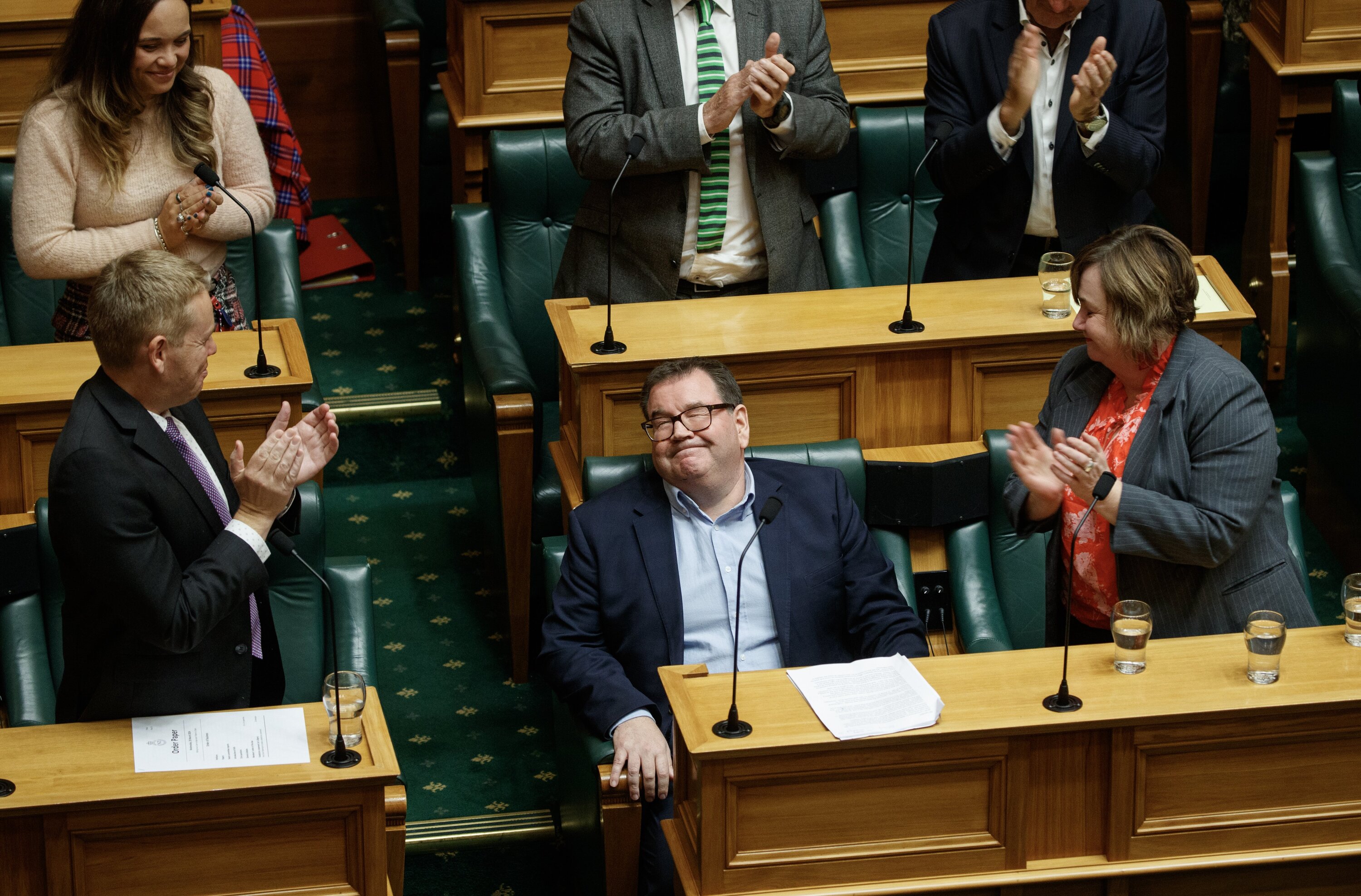 Grant Robertson receives applause following his speech. Photo / Mark Mitchell