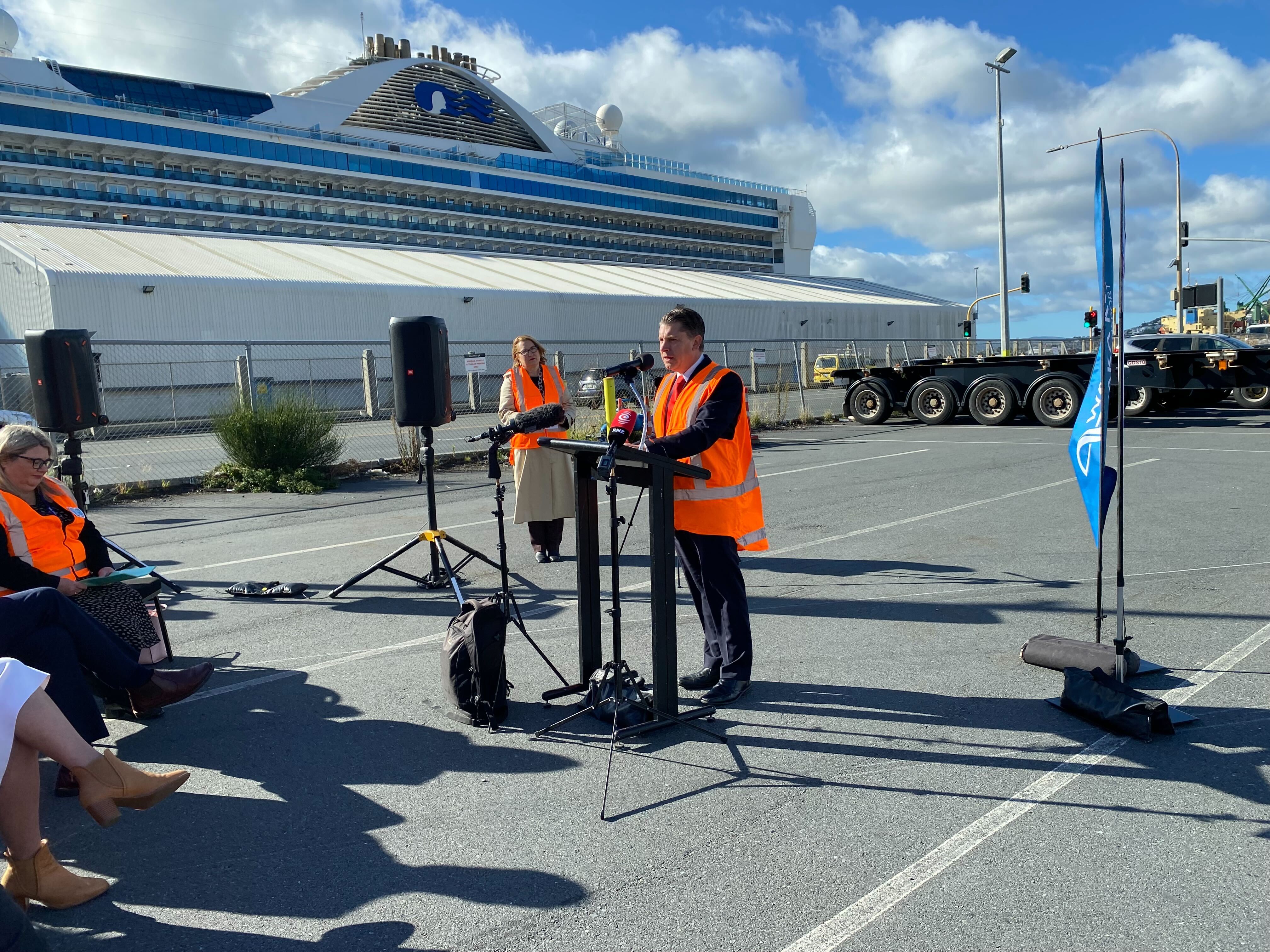 Michael Wood announced the new roundabout in Wellington today. Photo / Azaria Howell