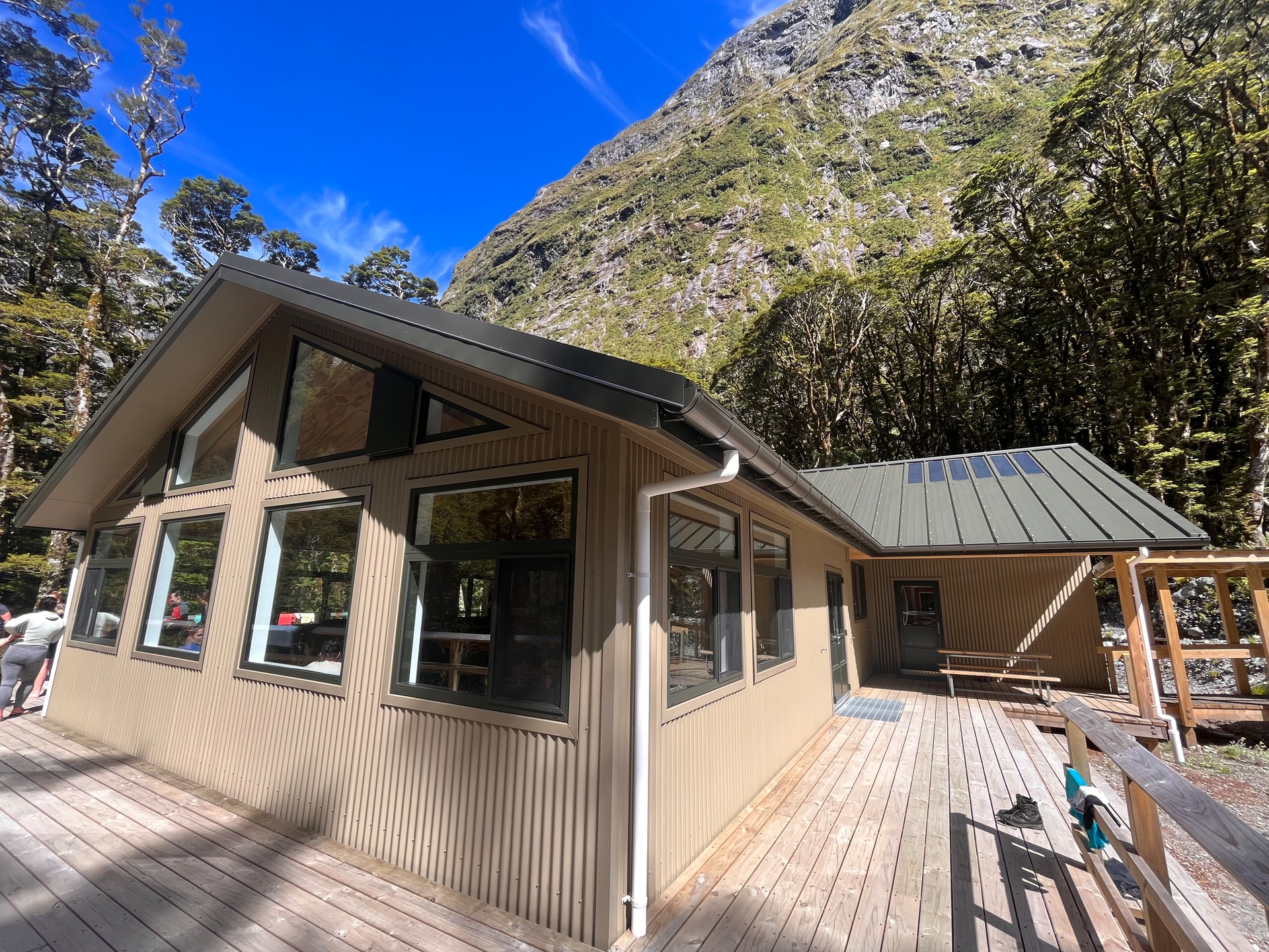 The new Mintaro Hut, on the Milford Track Great Walk. Photo / Thomas Bywater for Travel