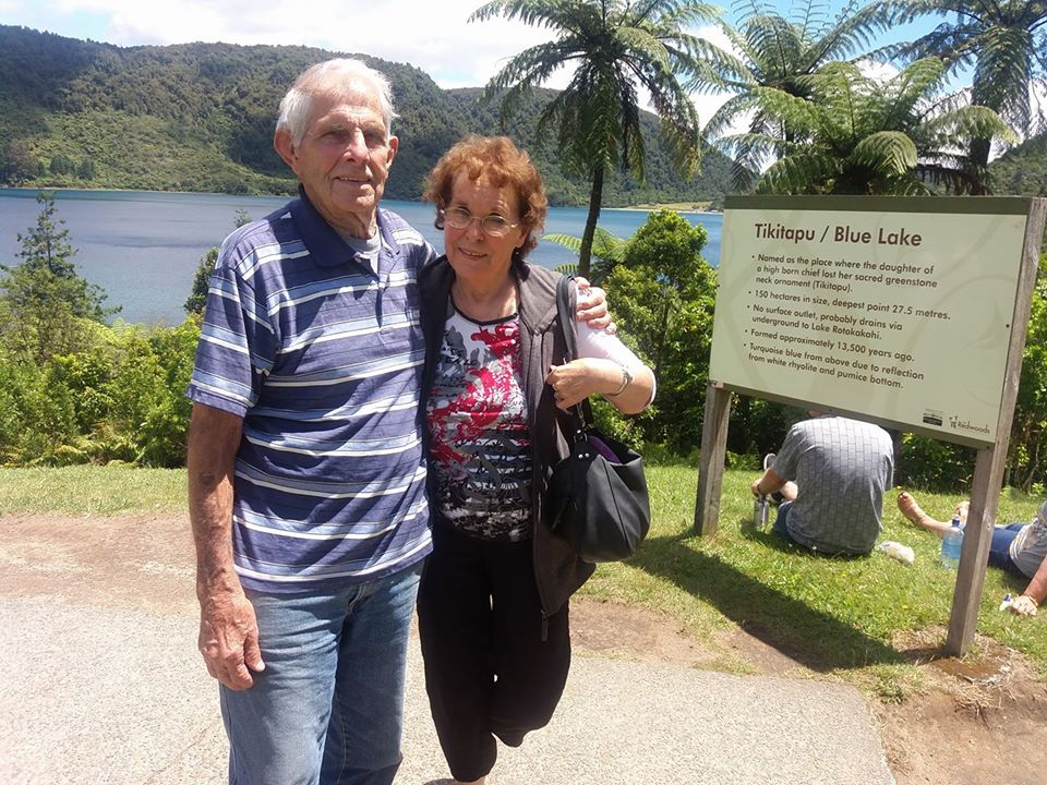 Eve and Les Atkinson at Tikitapu Blue Lake. Photo / Brett Atkinson