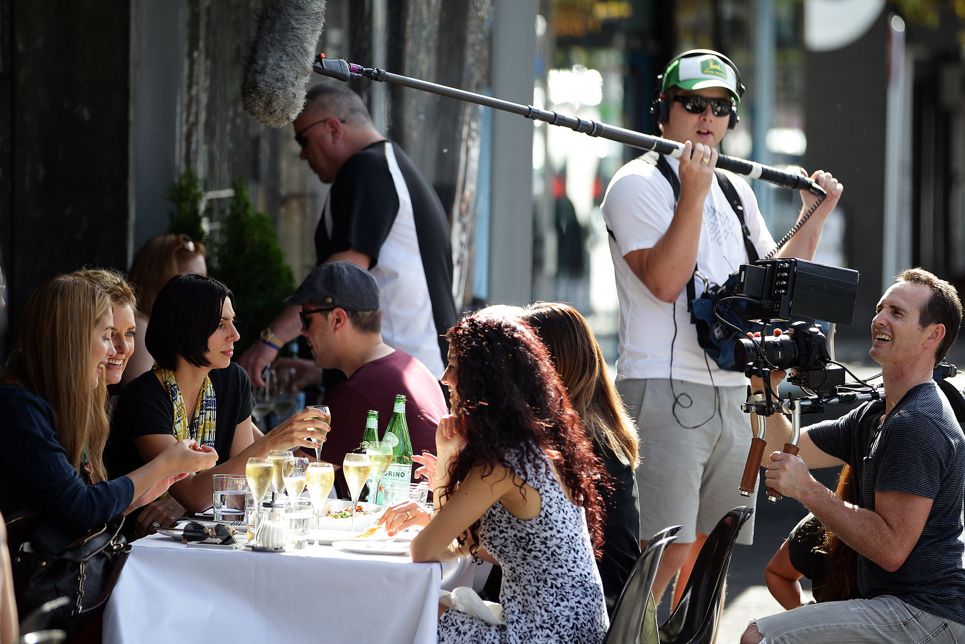 Sally Ridge and daughter Jaime being filmed at SPQR, 2012. Photo / Doug Sherring