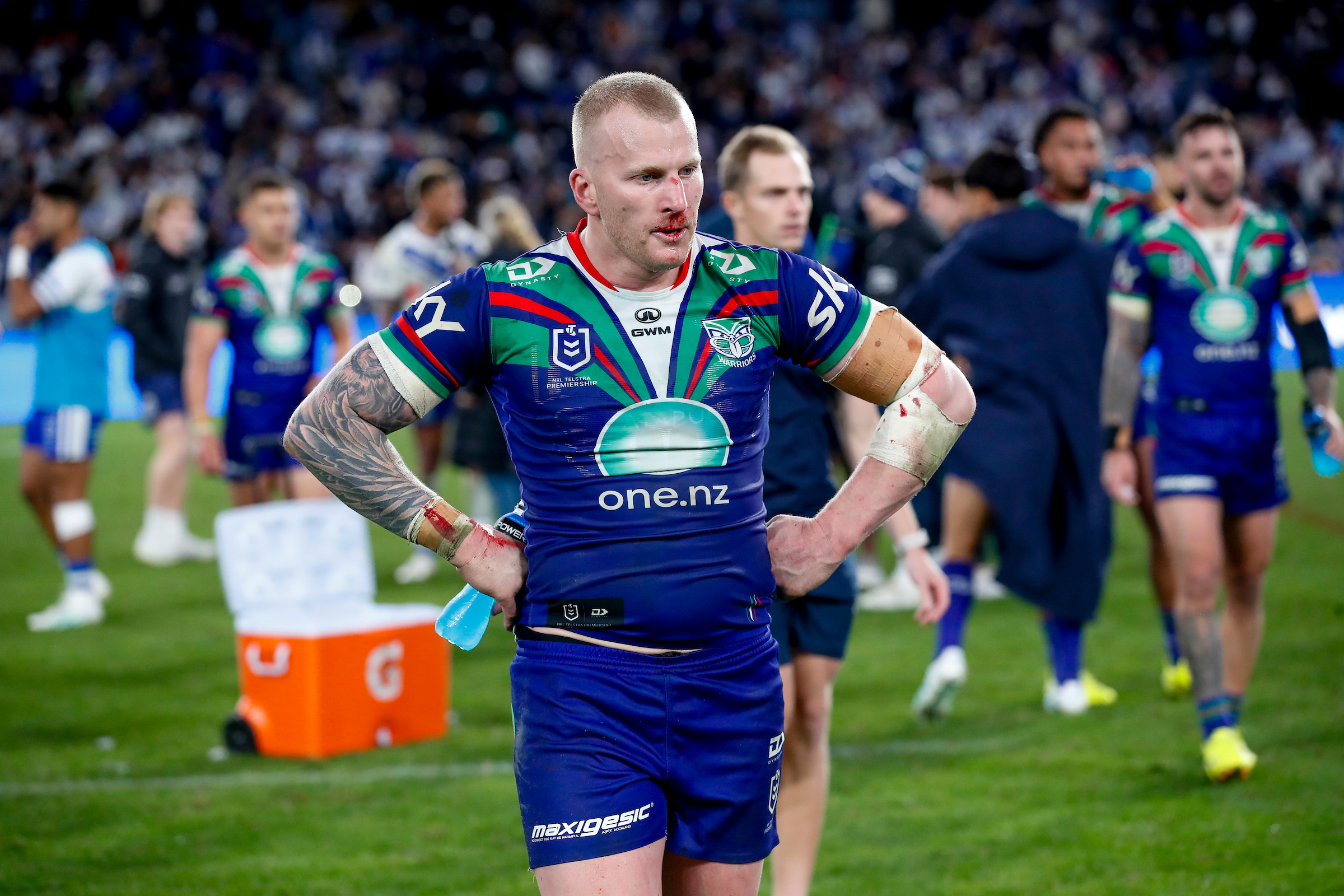 Mitch Barnett after the Warriors' golden-point defeat to the Canterbury Bulldogs. Photo / Photosport