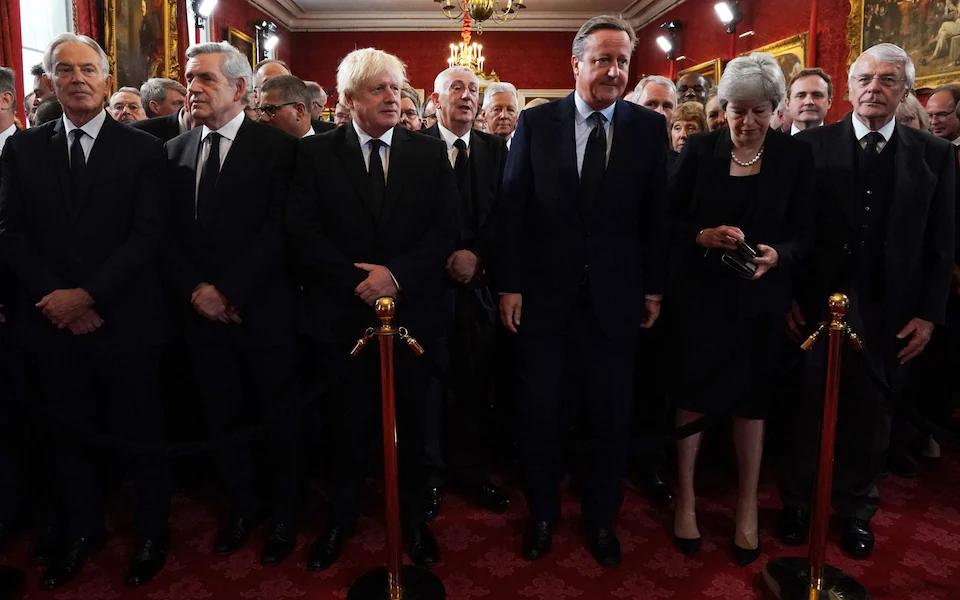 All former prime ministers are expected to attend. They are seen here at the Accession Council ceremony for King Charles in St James's Palace last year. Photo / Getty Images