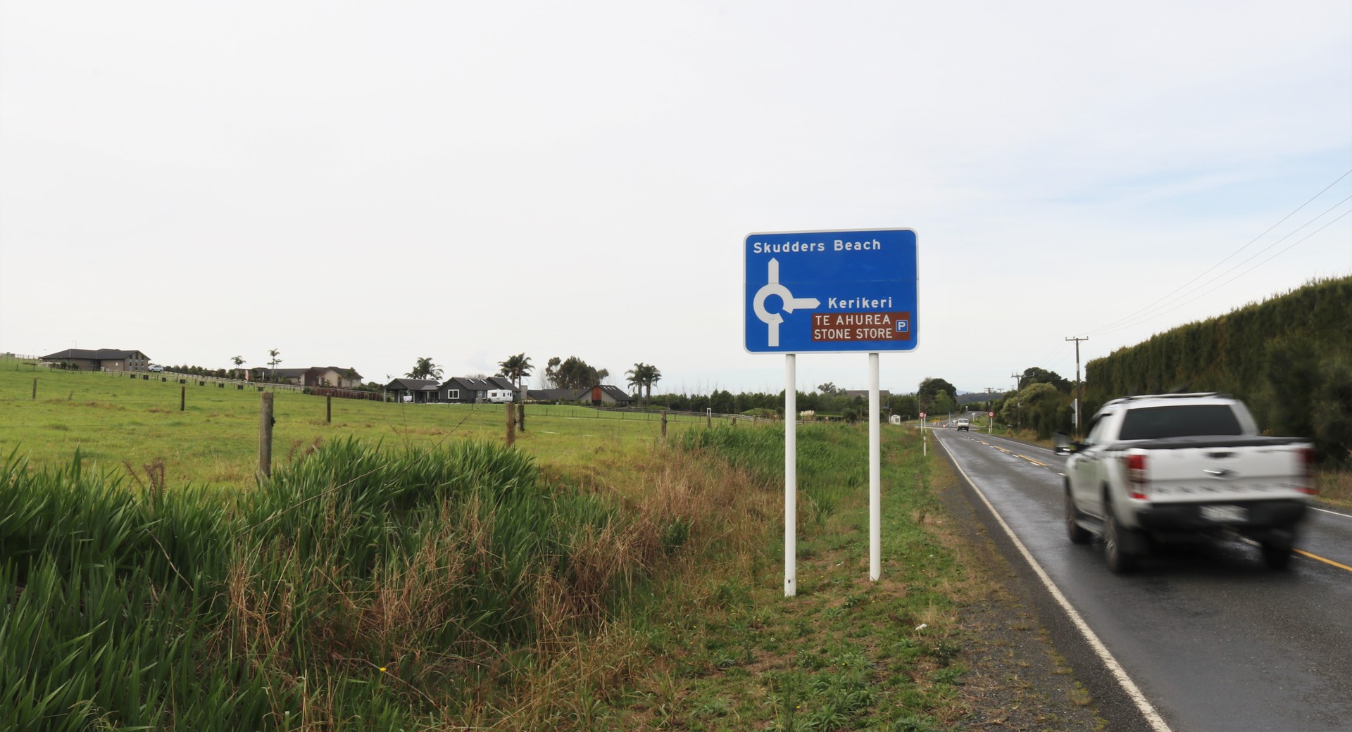 Neil Construction is proposing a 133-lot subdivision on farmland between Kapiro Rd (pictured) and Rangitane River. Photo / Peter de Graaf