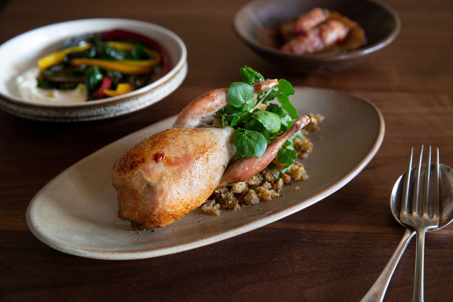 The roasted quail with pistachio stuffing. Photo / Sylvie Whinray