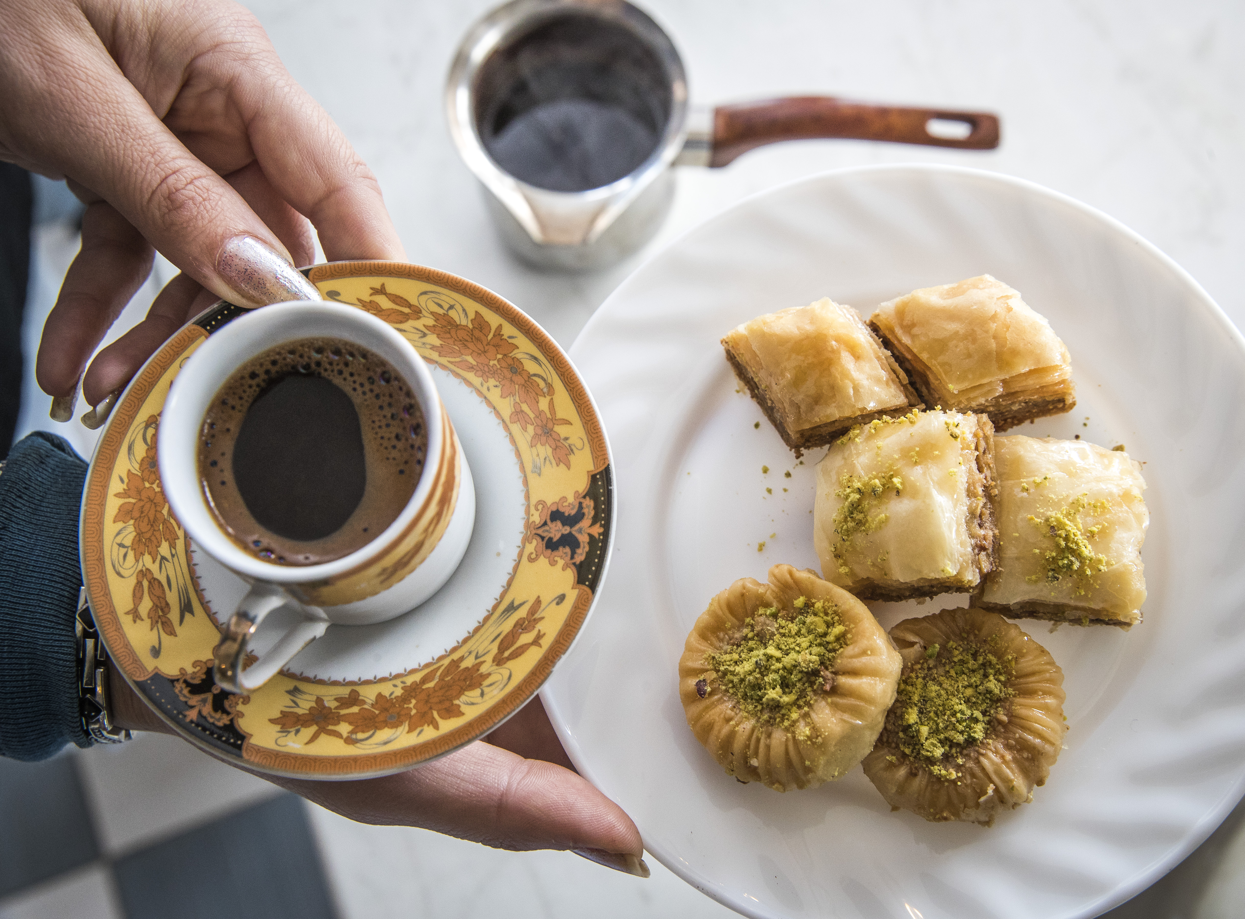 Baqlawa with Arabic coffee at Shefco. Photo / Greg Bowker 