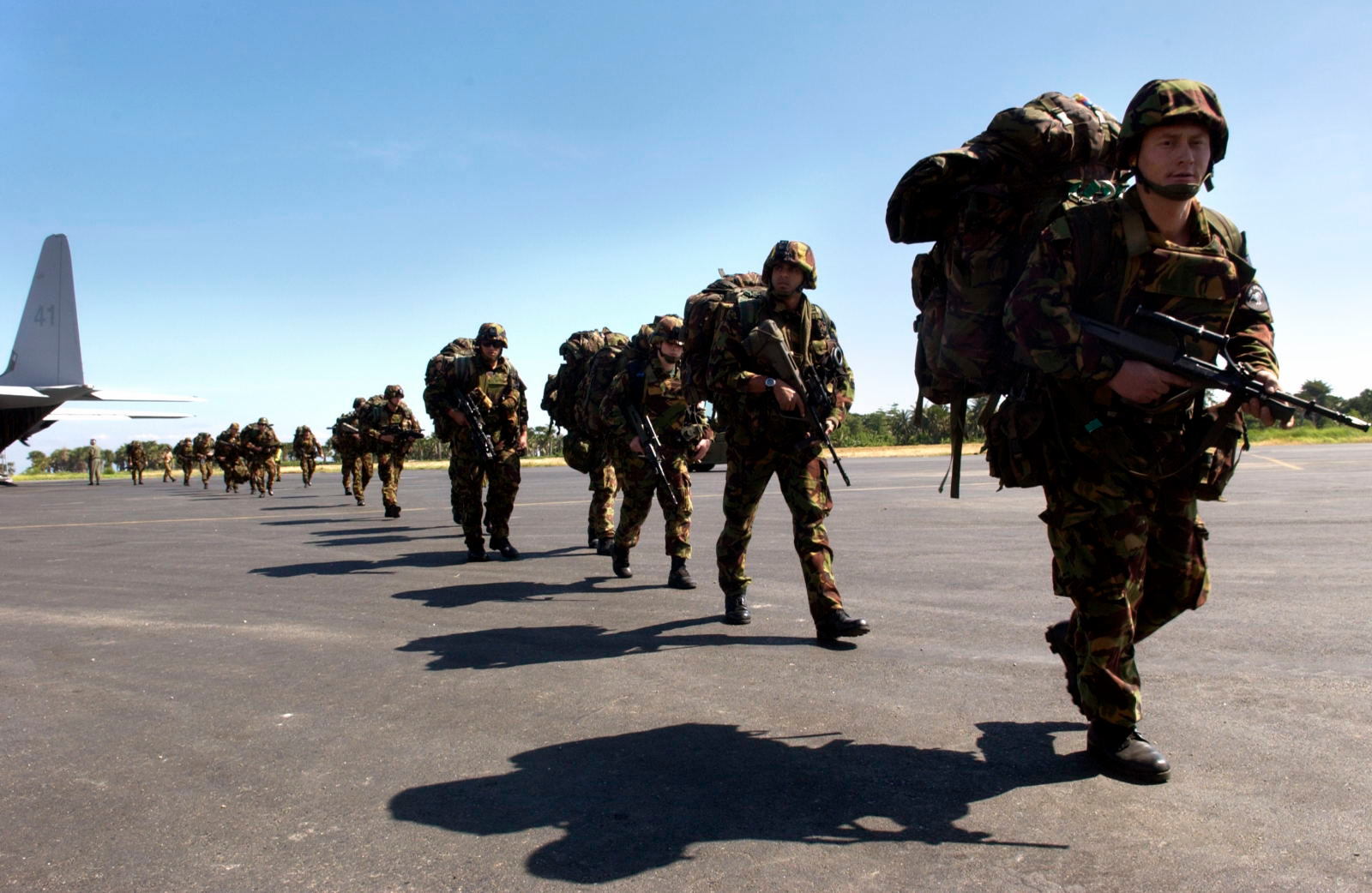 NZ Troops arrive at Dili Airport in East Timor in 2008. NZDF supported peacekeeping missions through to 2012. Photo / File