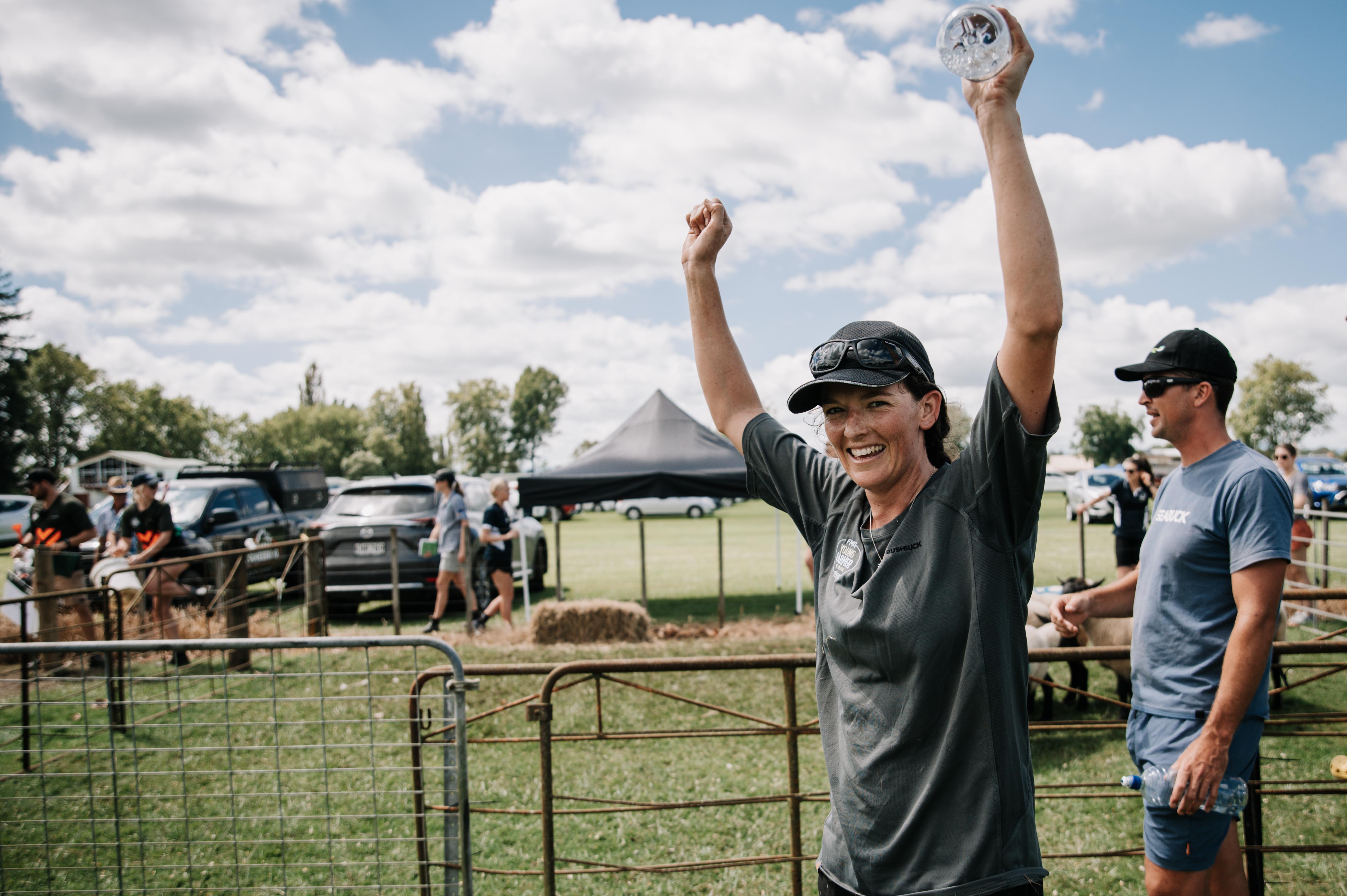 Emma Poole at the completion of the head-to head challenge in the Waikato Bay of Plenty Young Farmer of the Year regional final. Photo / Supplied