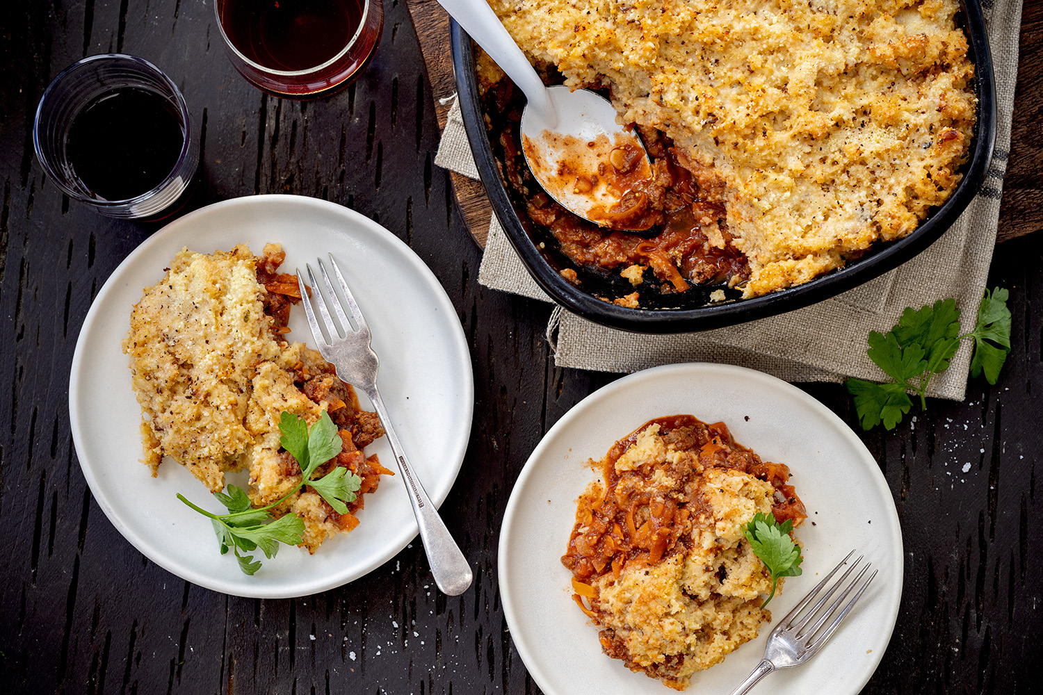 This comforting vegetable-topped pie is a reimagined seasonal staple. Photo / Babiche Martens
