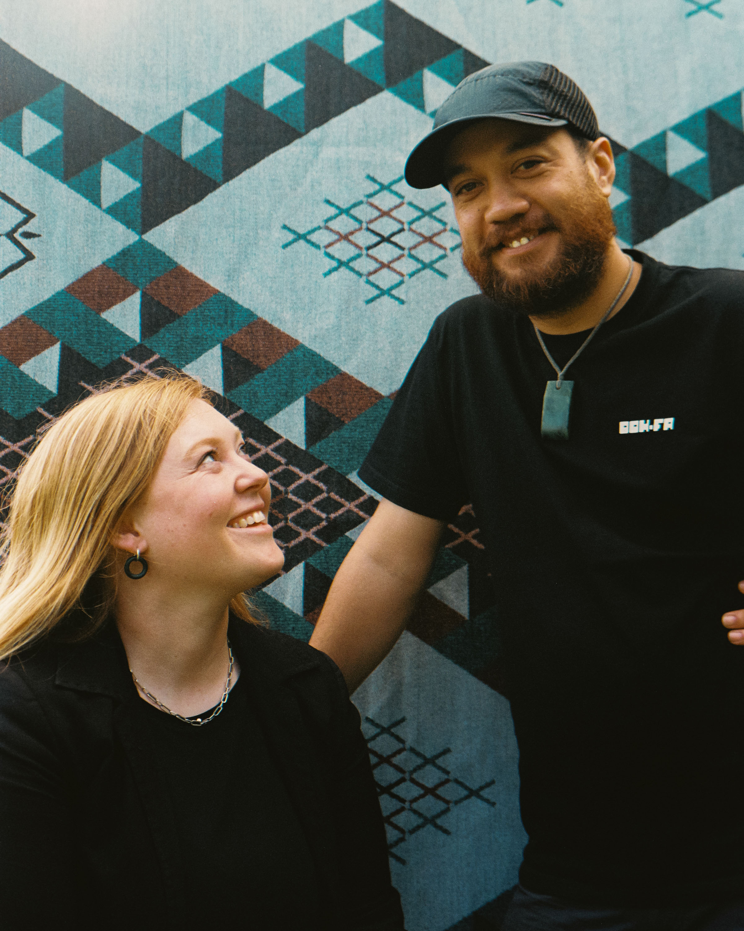 Imogen Weir and Pici chef Matua Murupaenga (Ngāti Kahu, Ngāti Kuri, Te Rarawa, Ngāpuhi) of Tawhiti wines. Photo / Portia Prince/Hone Hartnett