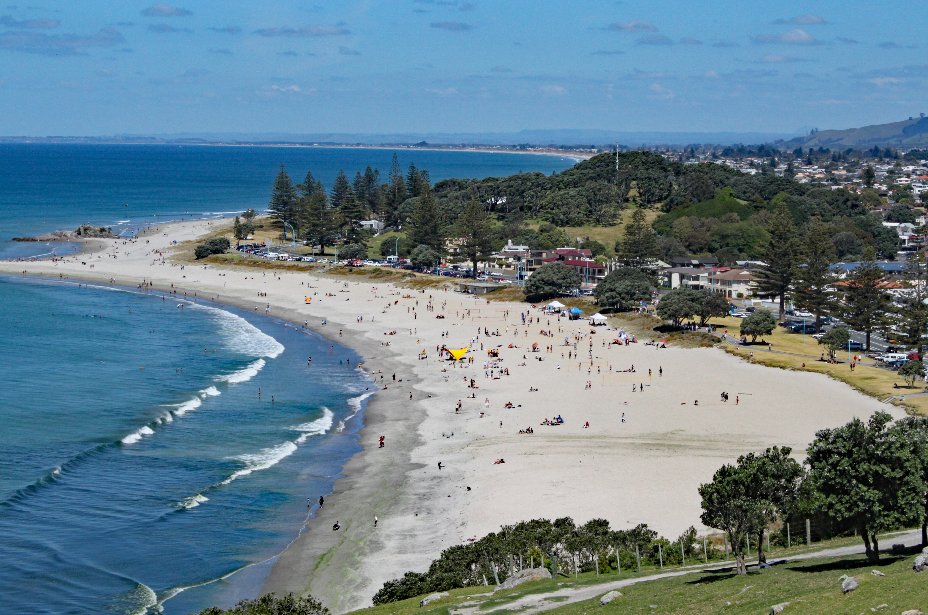 View of Tauranga from Mount Maunganui in New Zealand. Go on a holiday break with peaks along the beach. Photo / 123rf