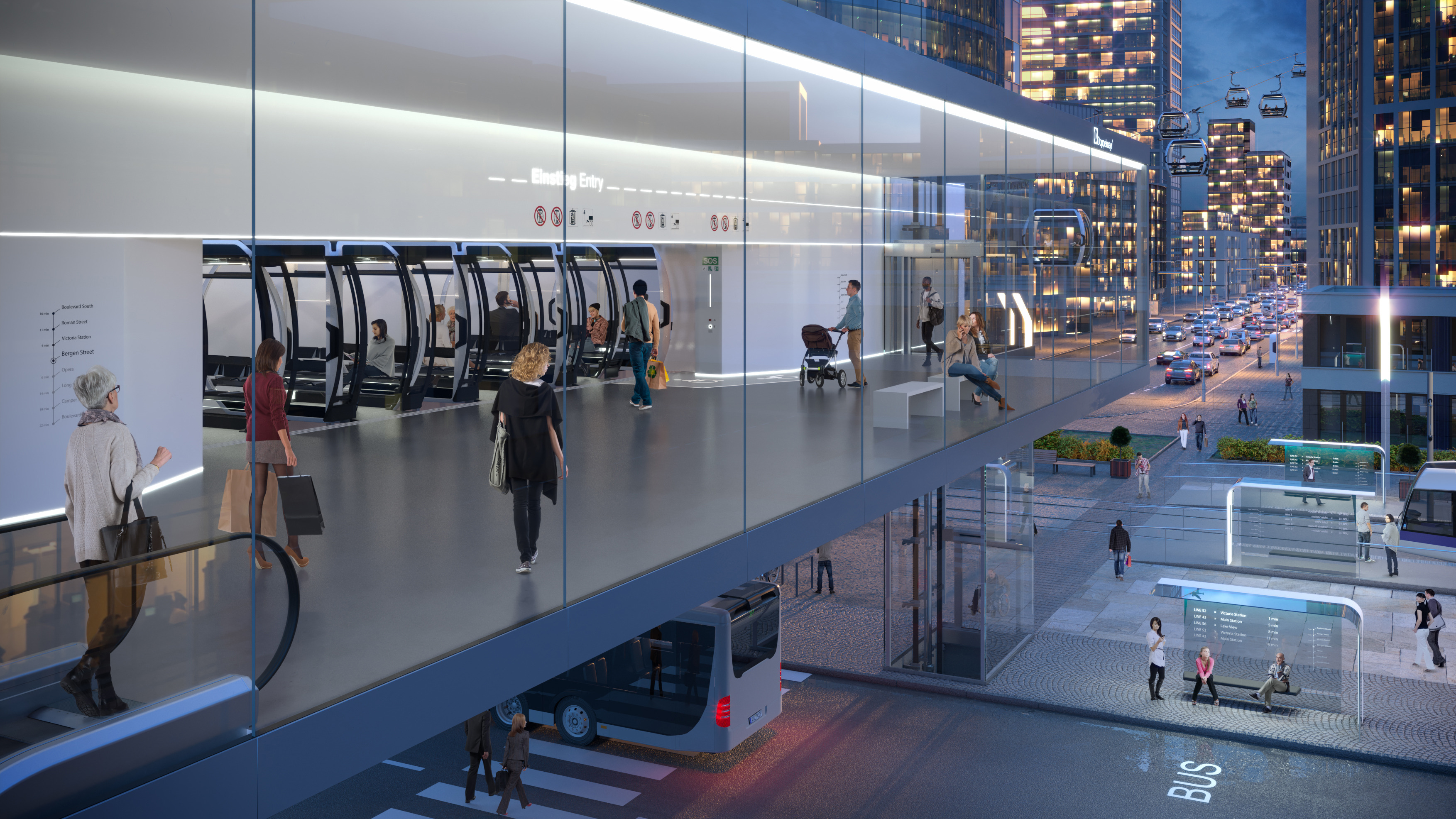 Artist's impression of a cable-car station on the line now under construction by Doppelmayr in Paris.
