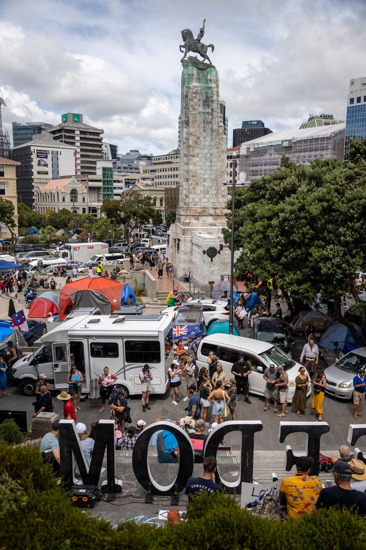 A week into the protest, those who occupied Parliament also sprawled across surrounding streets. Photo / Mike Scott