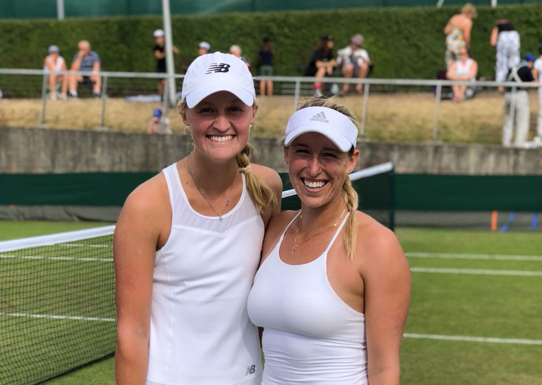 Routliffe, left, with friend and former doubles partner Alexa Guarachi.