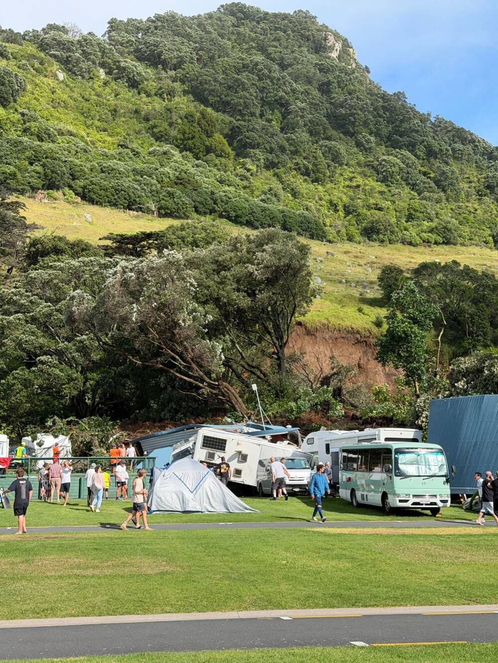  A slip has hit the campsite at Mount Maunganui.