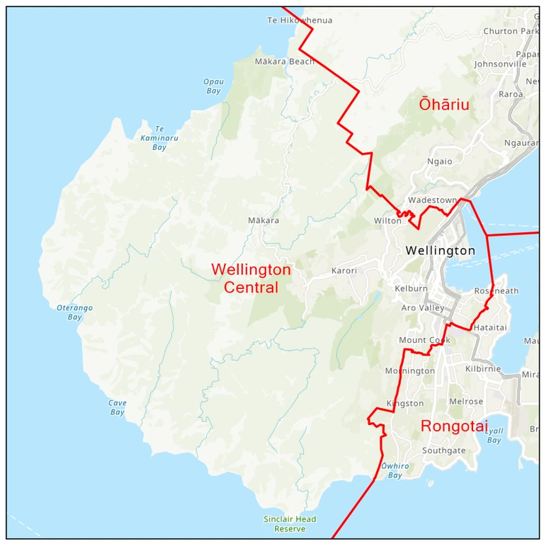 Wellington Central’s electorate boundaries. Image / Spinoff
