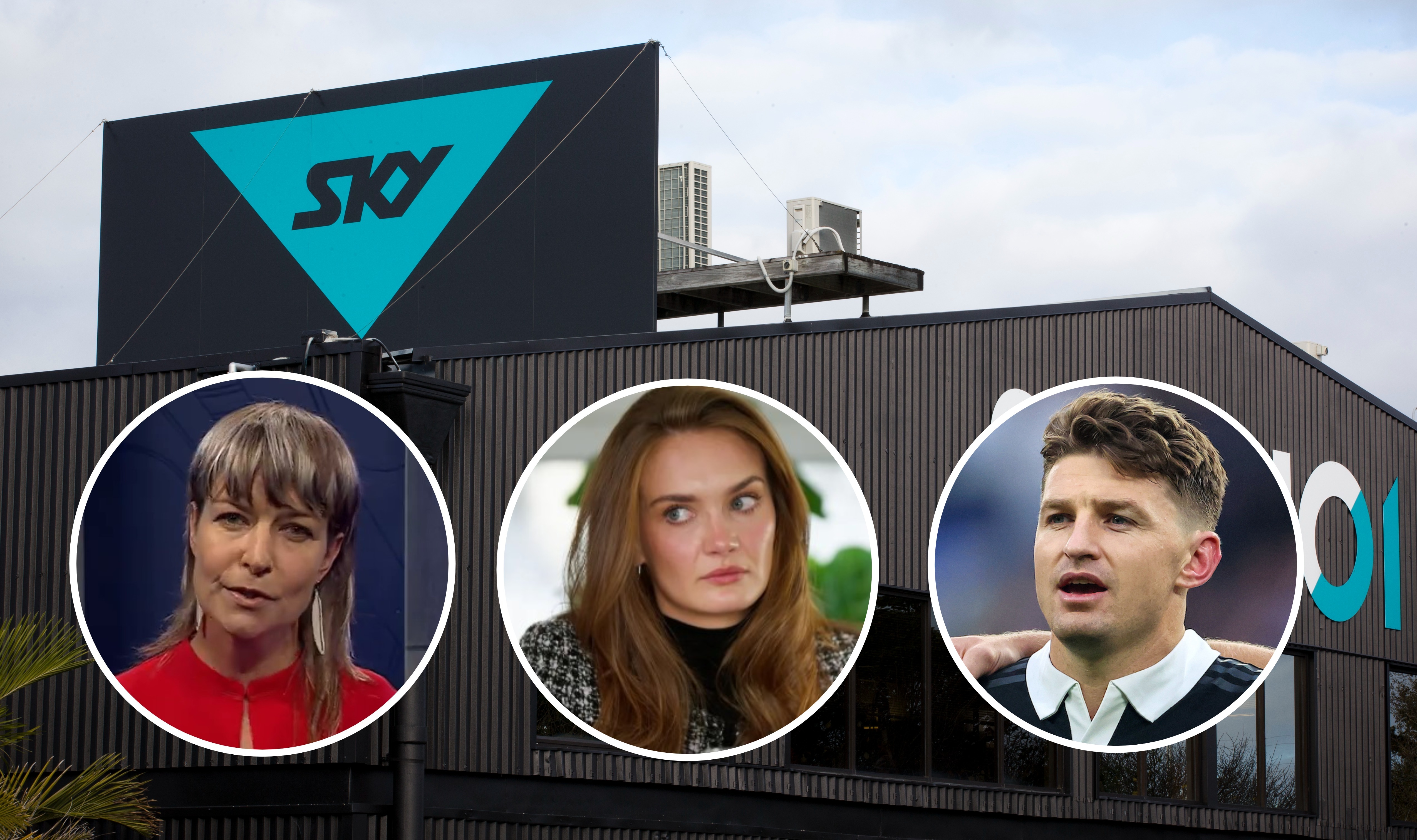 Sky TV CEO Sophie Moloney (far left) - the company acquired TV3 (and Married at First Sight rights) in the past year, renewed its All Blacks rights, but it's also lost HBO content from its Neon channel and is facing a softer advertising markert. Photos / Greg Bowker, Sky, Channel 9, Photosport.