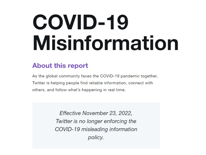 Twitter's Covid policy.