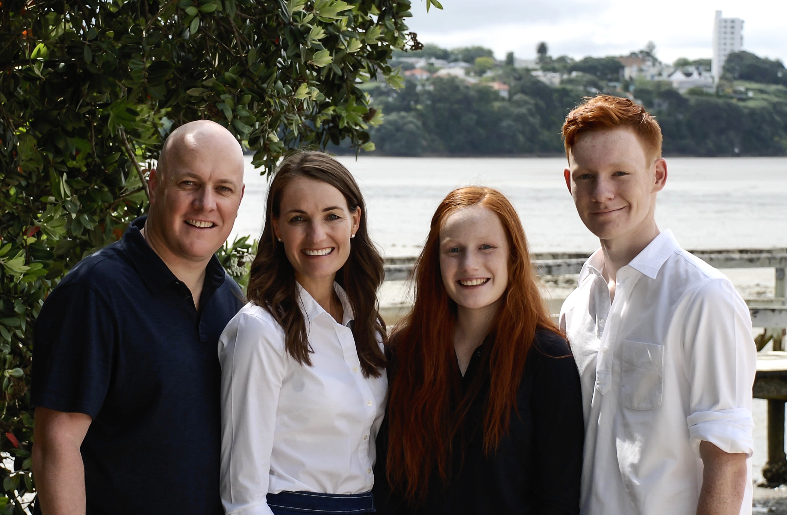 Family first: Luxon with wife Amanda and children Olivia and William, Christmas 2015. Photo / Ross Land
