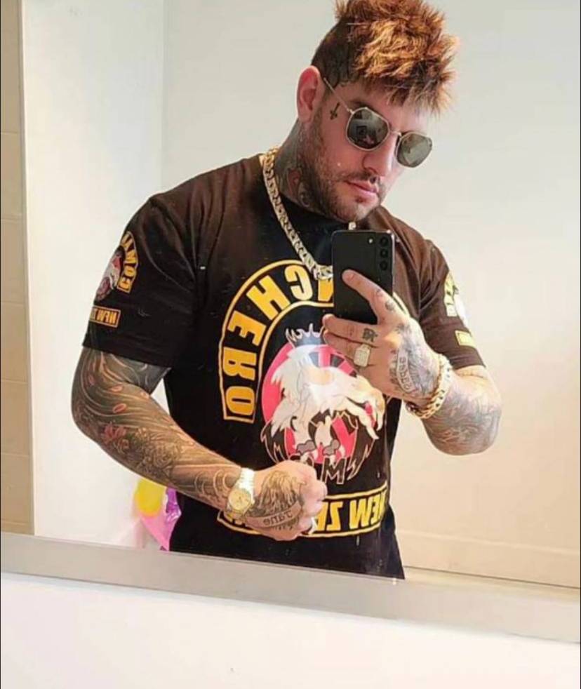 Former Rebels MC Christchurch gang member Jarrad Singer has patched over to the Comancheros and is seen wearing his new gang colours in this picture. Photo / Supplied