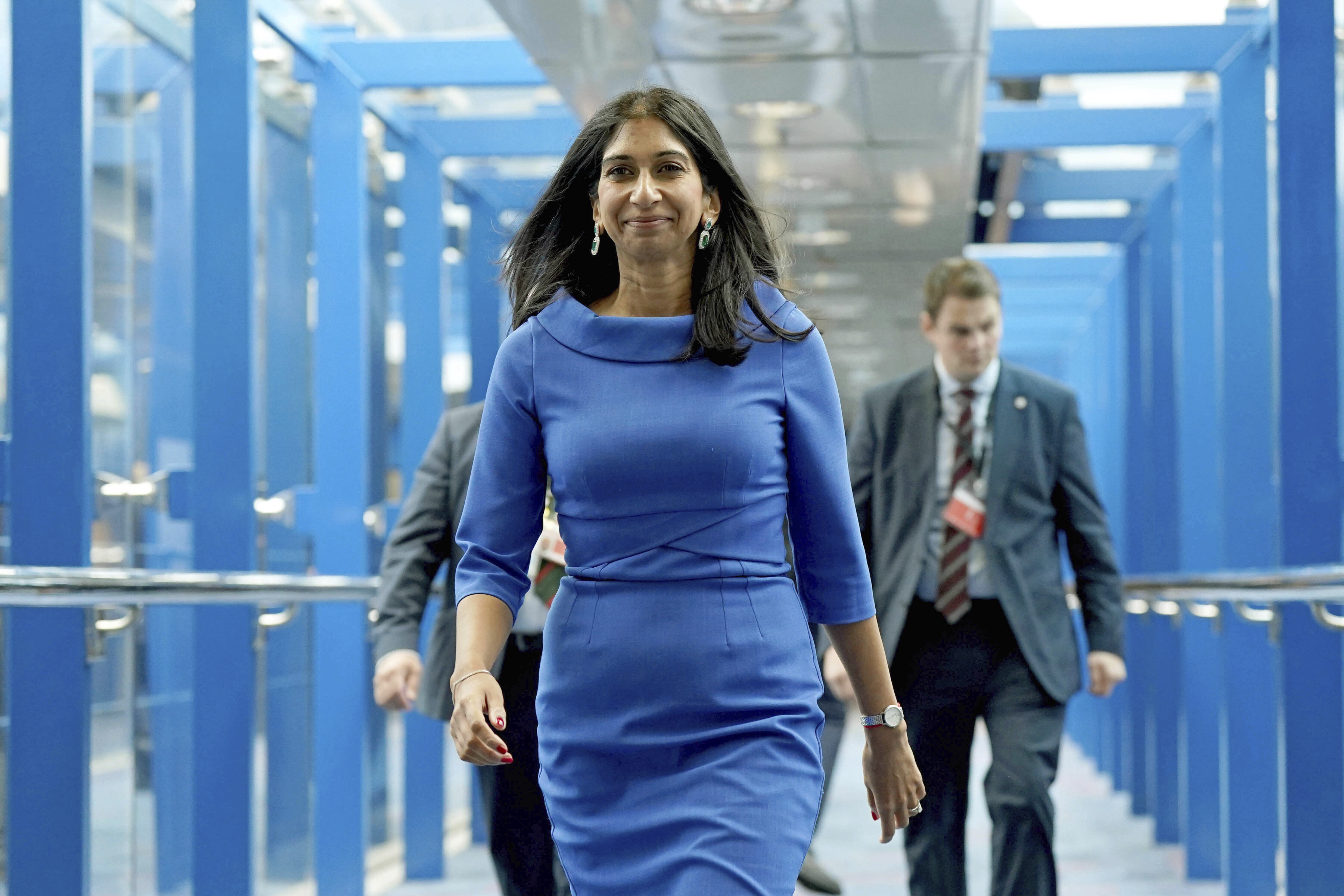 Britain's Home Secretary Suella Braverman at the Conservative Party annual conference in Birmingham on October 4. Photo / Aaron Chown  via AP