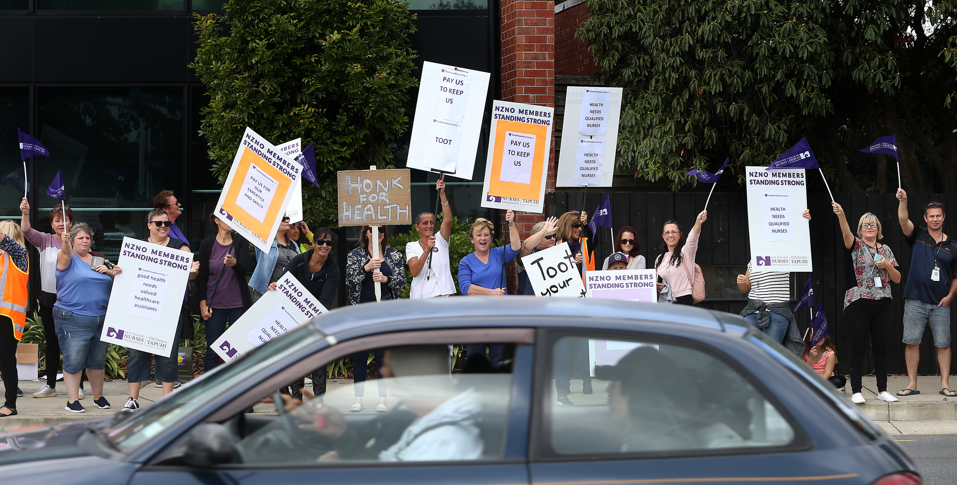 Nurses rallied outside Tauranga Hospital earlier this year. Photo / File