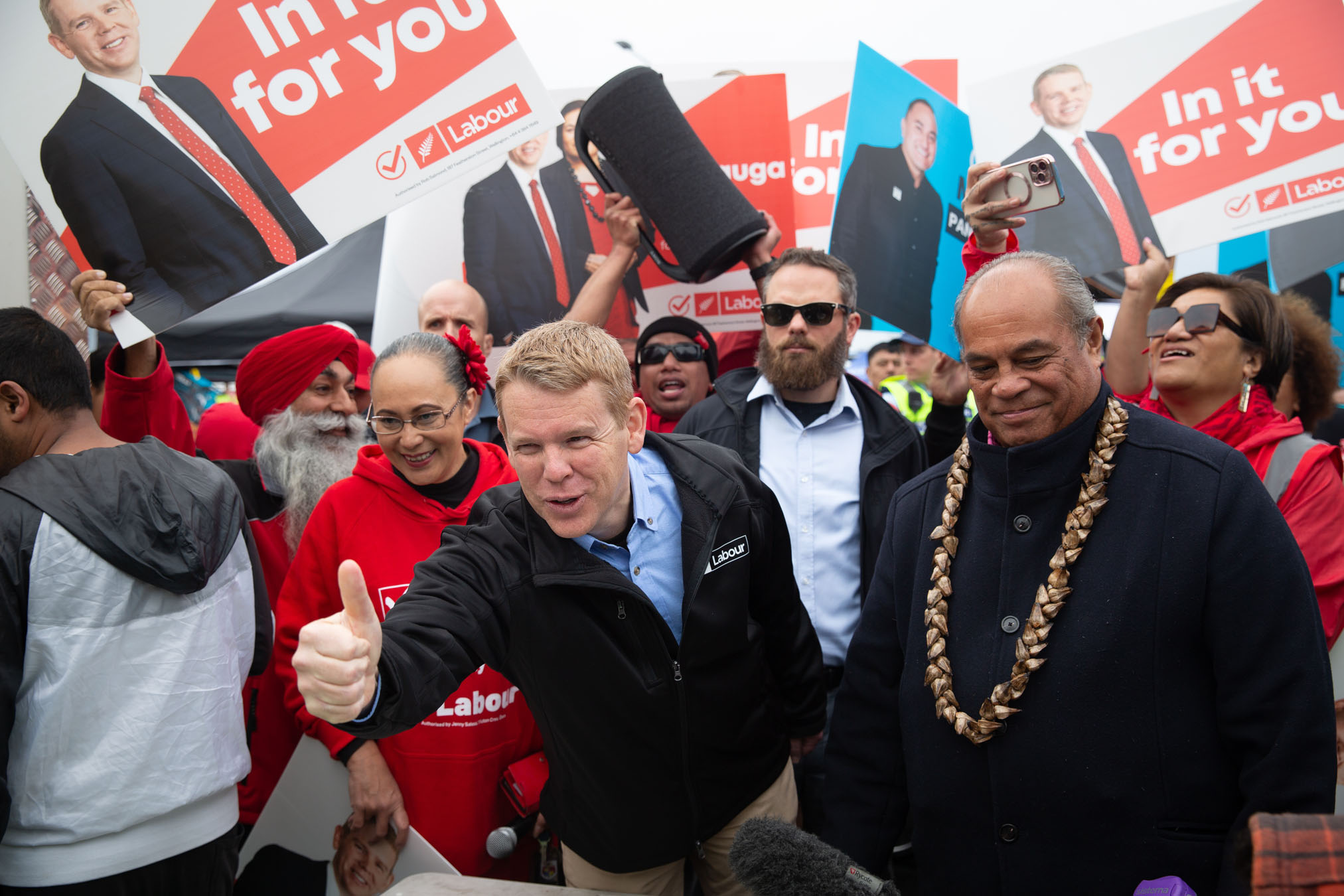Prime Minister Chris Hipkins during a campaign visit to Otara markets, Auckland. Photo / Sylvie Whinray
