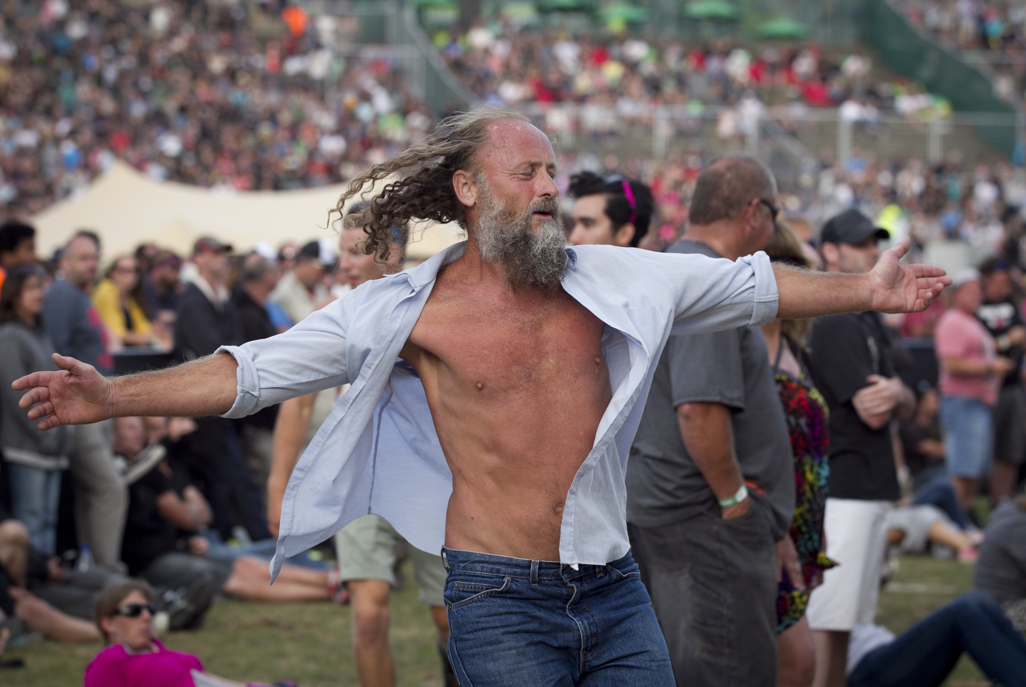 A man dances to Arcade Fire at the final Auckland Big Day Out at  Western Springs in 2014. Photo / Natalie Slade  