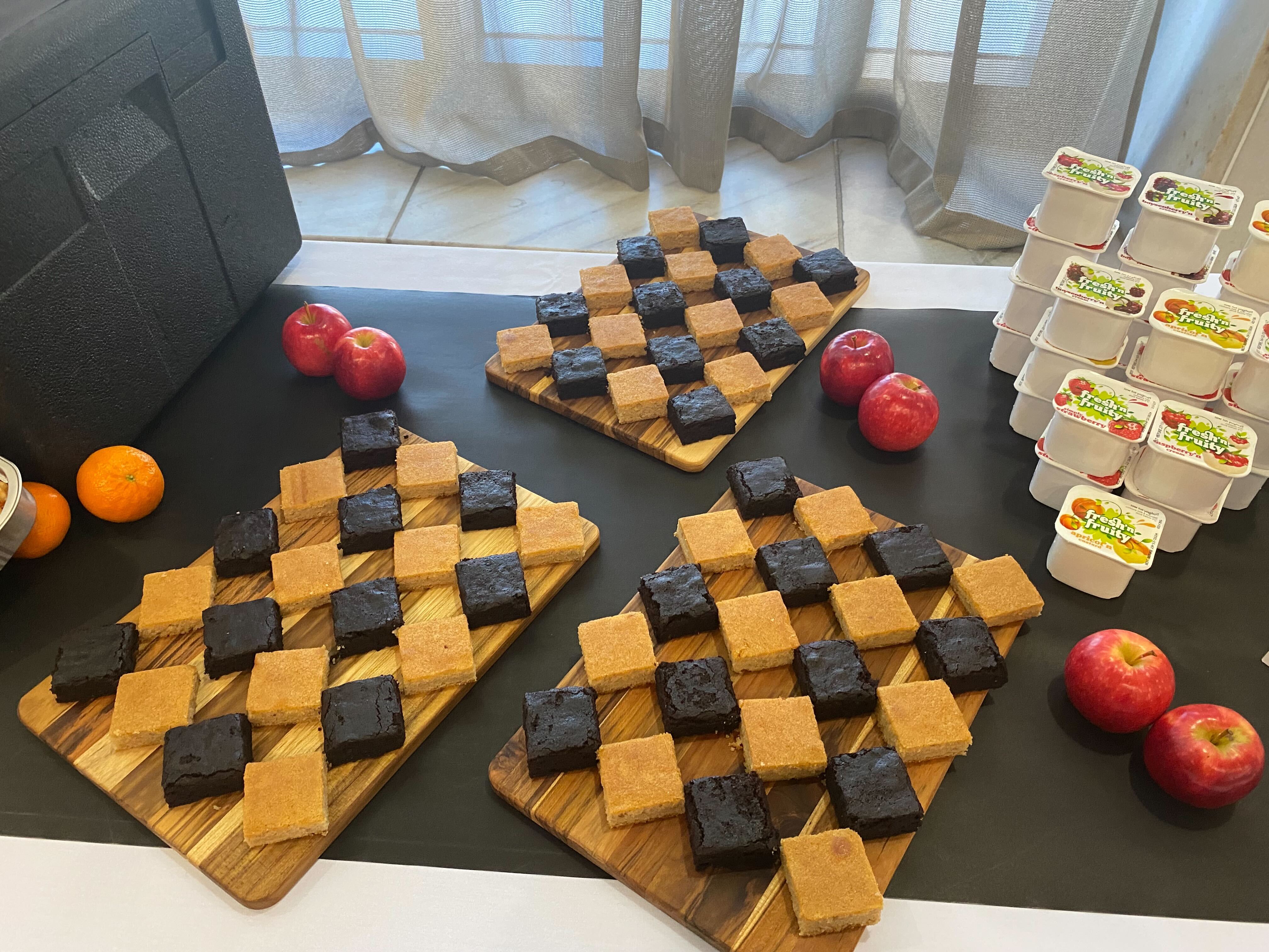A spread of fresh fruit, brownies and yoghurt as an example of what would be included in the school lunch programme. Photo / Mark Mitchell