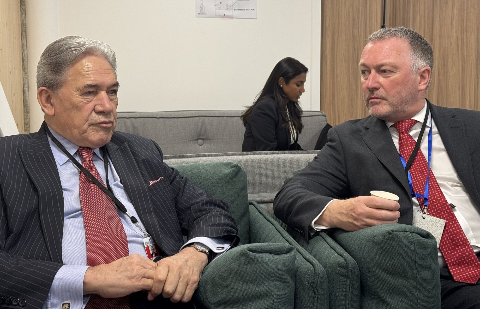 Foreign Minister Winston Peters meets UK Environment Secretary Steve Reed in France.