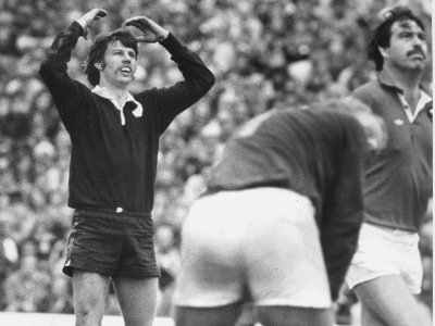 Alan Hewson watches the flight of the ball that won the third test against South Africa in 1981. Photo / NZME