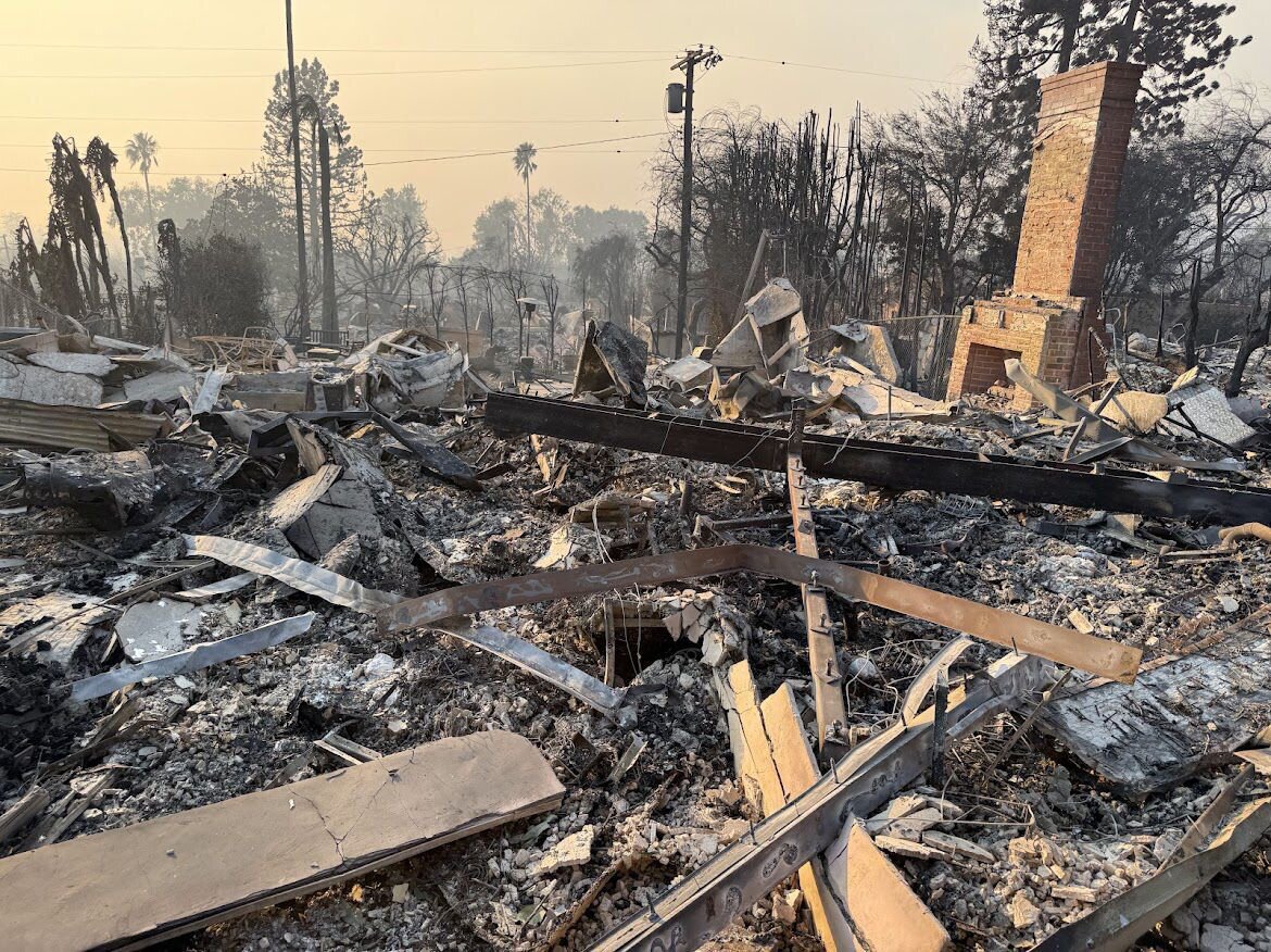 The burned-out remains of Football Ferns captain Ali Riley's home in Los Angeles after out-of-control wildfires swept through parts of Los Angeles. Photo / Ali RIley