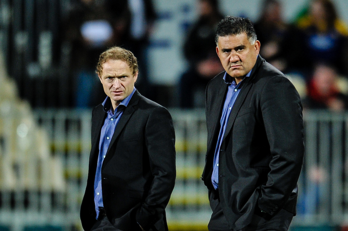 Tony Brown and Jamie Joseph led the Highlanders to their maiden and only Super Rugby title in 2015. Photo / Photosport