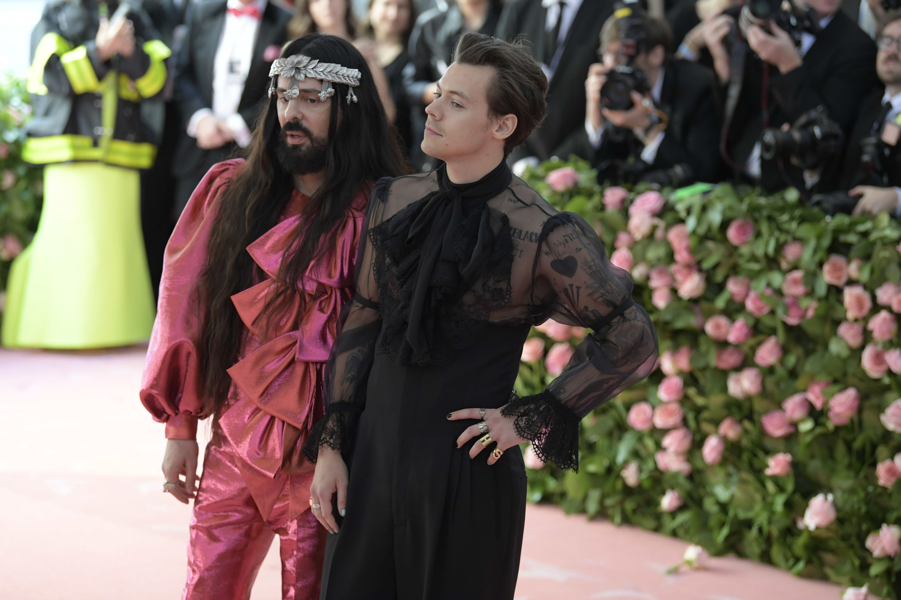 Alessandro Michele, left, and Harry Styles at the Met Gala in New York, May 6, 2019. Photo / Nina Westervelt, The New York Times