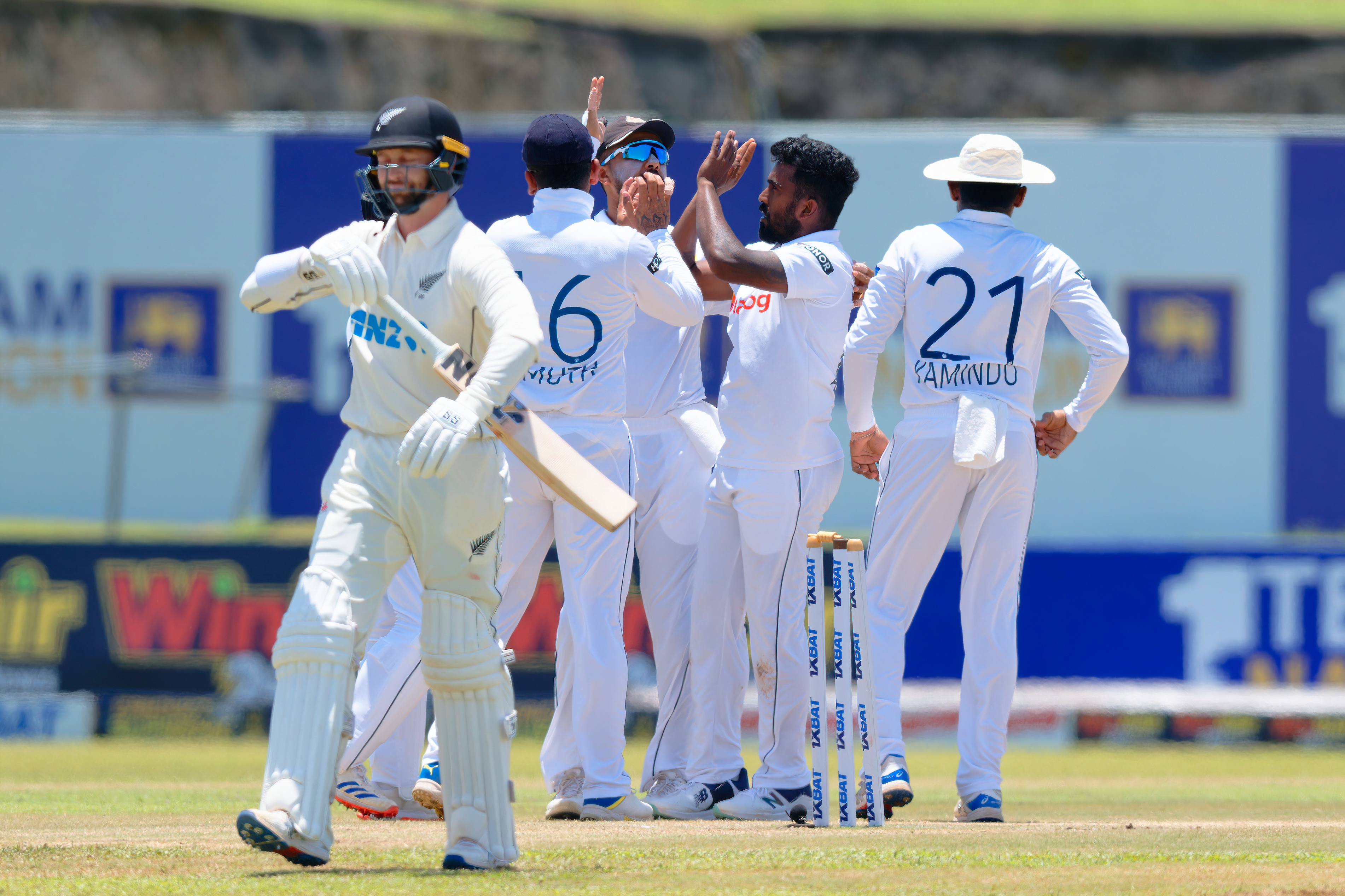 Devon Conway is dismissed on day four of the first test. Photo / Sri Lanka Cricket