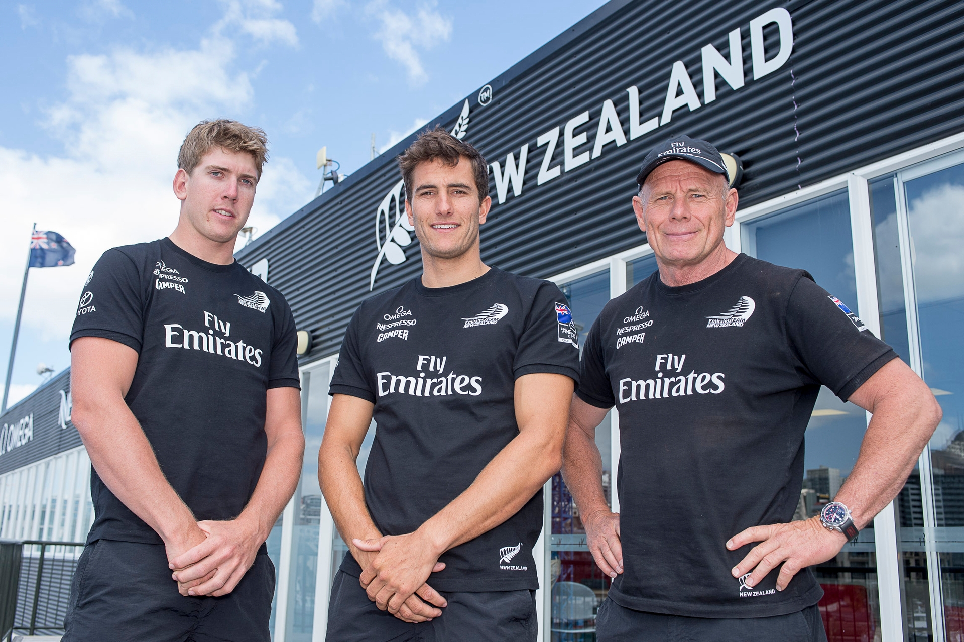 Peter Burling (from left), Blair Tuke and Grant Dalton. Photo / Chris Cameron