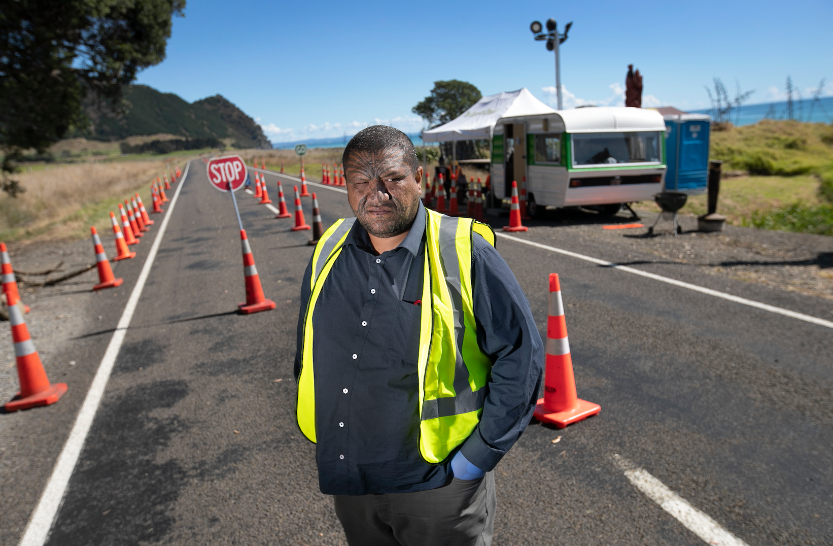 Teams of five of six iwi  members man the territory checkpoints 24 hours a day, rotating in eight hour shifts. Photo /Alan Gibson