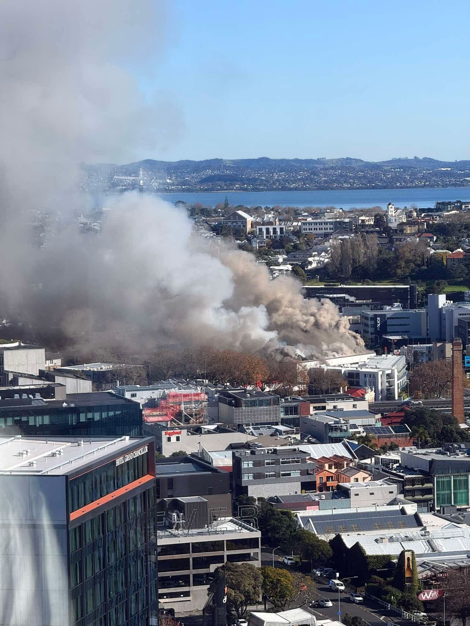 The smoke can be seen billowing across the city. Photo / Supplied