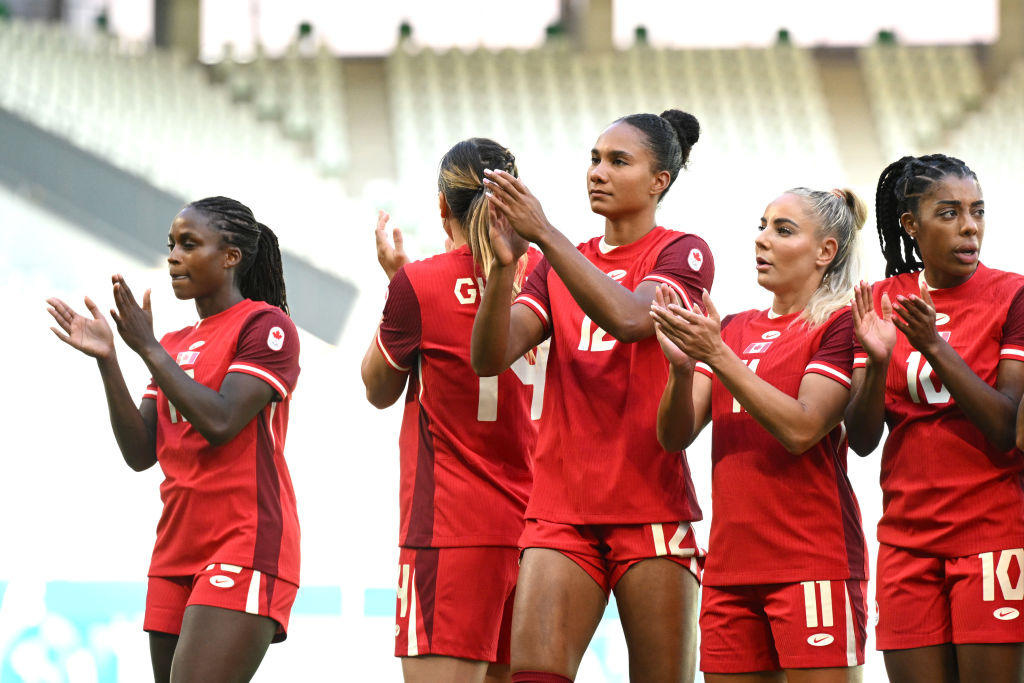 Canada's players after defeating New Zealand at the Paris Olympics. Photo / Getty Images