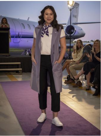 One of the cabin crew outfits.