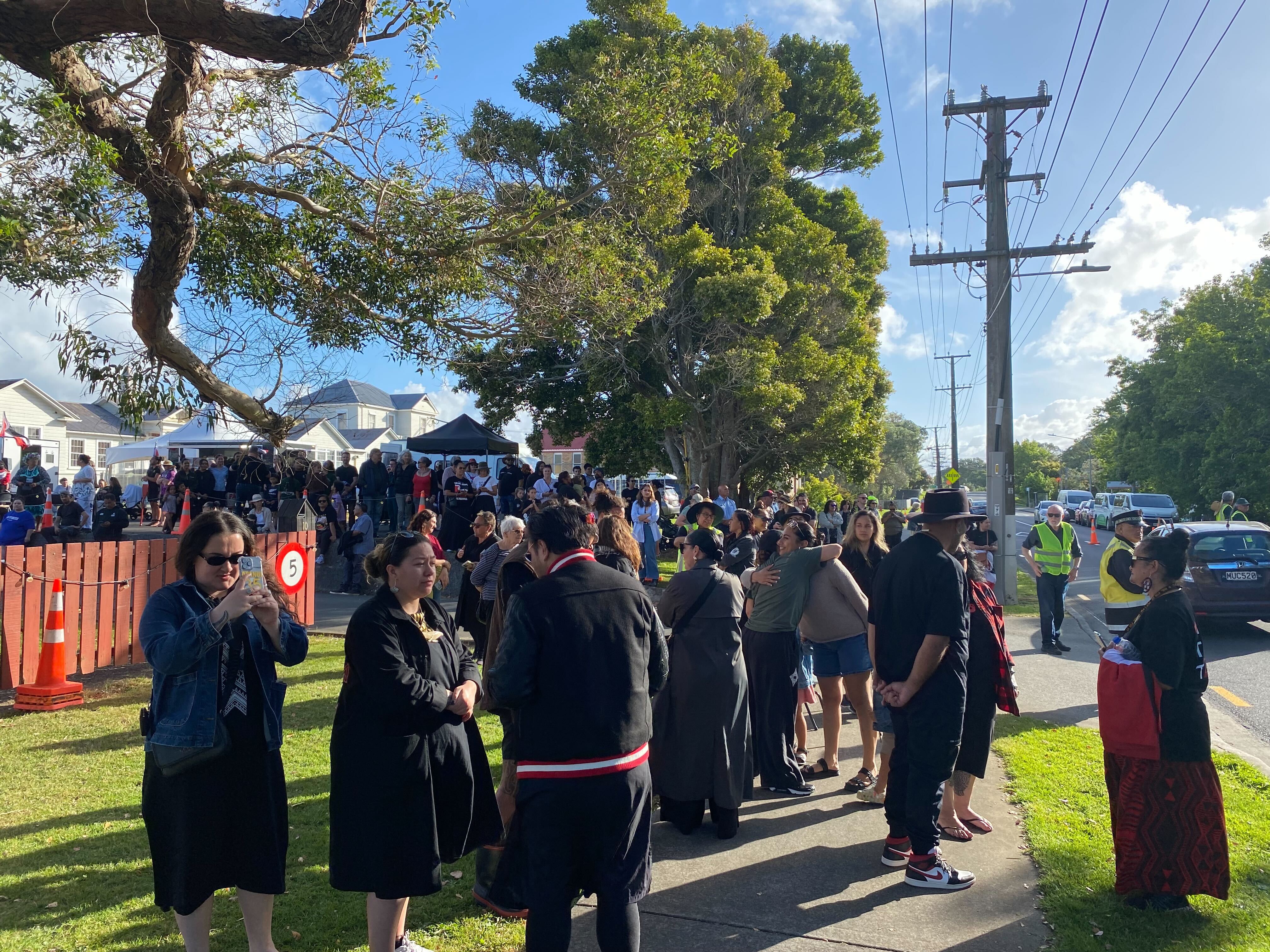 Several thousand people have flocked to Te Kamaka Marae on Auckland’s North Shore this afternoon ahead of the March to Parliament Hīkoi over the harbour bridge tomorrow morning. Photo / Ben Plummer
