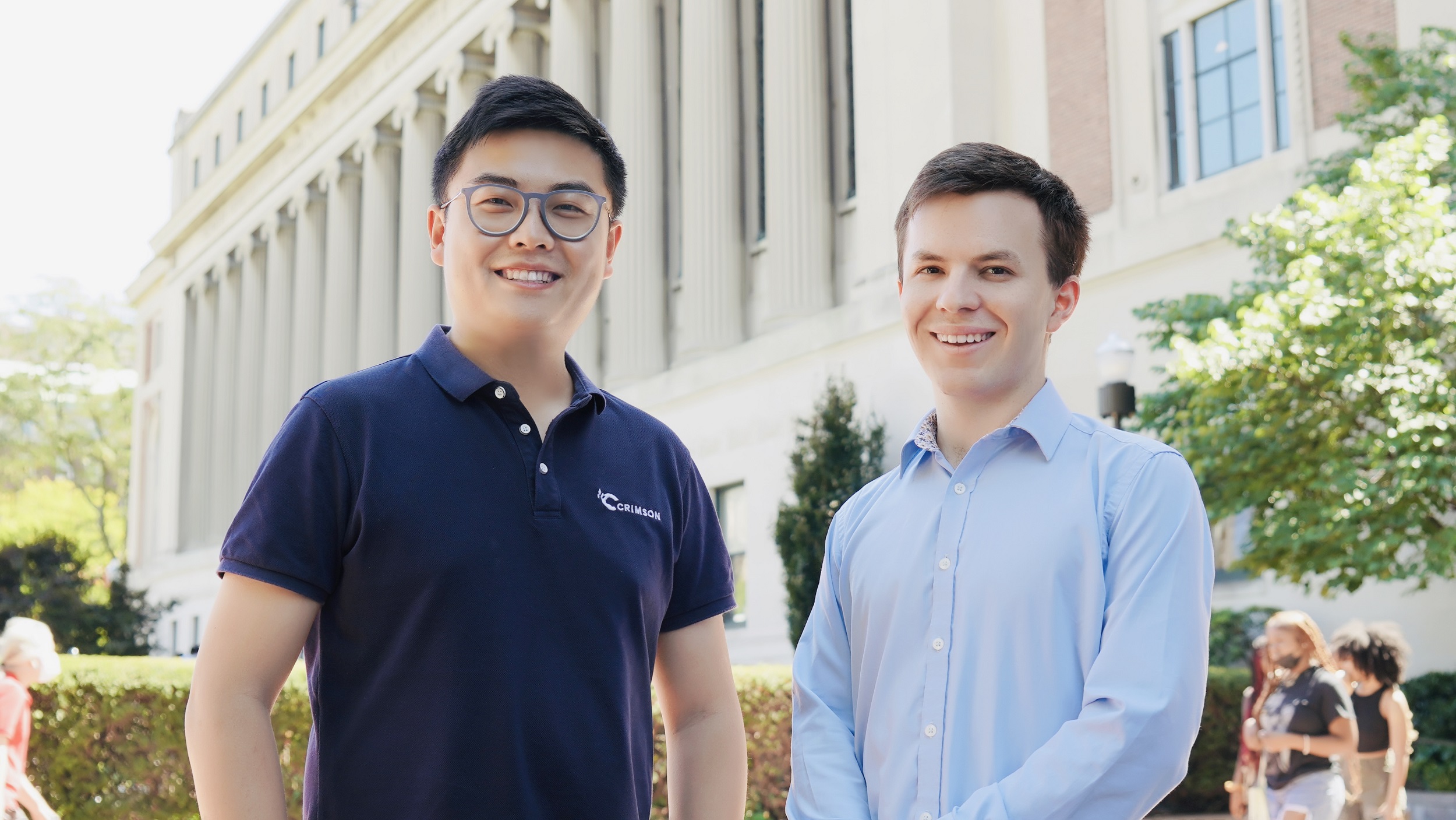 Beaton with Crimson cofounder and chief product officer Fangzhou Jiang at NYC Columbia.