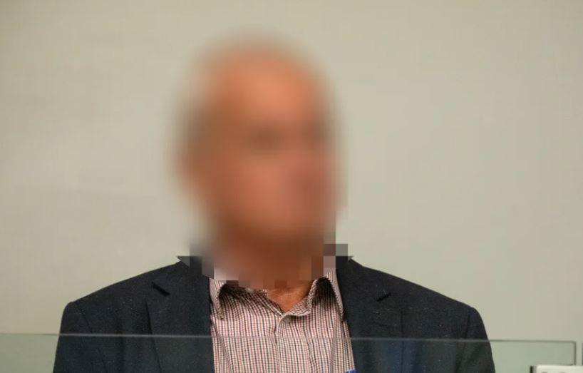 Former political figure during his sentencing for sexually abusing two teenage boys nearly 30 years ago. Photo / RNZ / Nick Monro