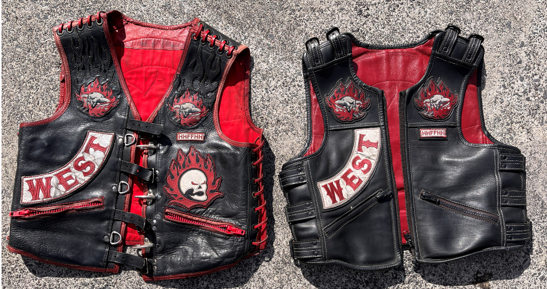 Police seized gang patches from the Head Hunters West pad in View Rd, Henderson. Photo / NZ Police