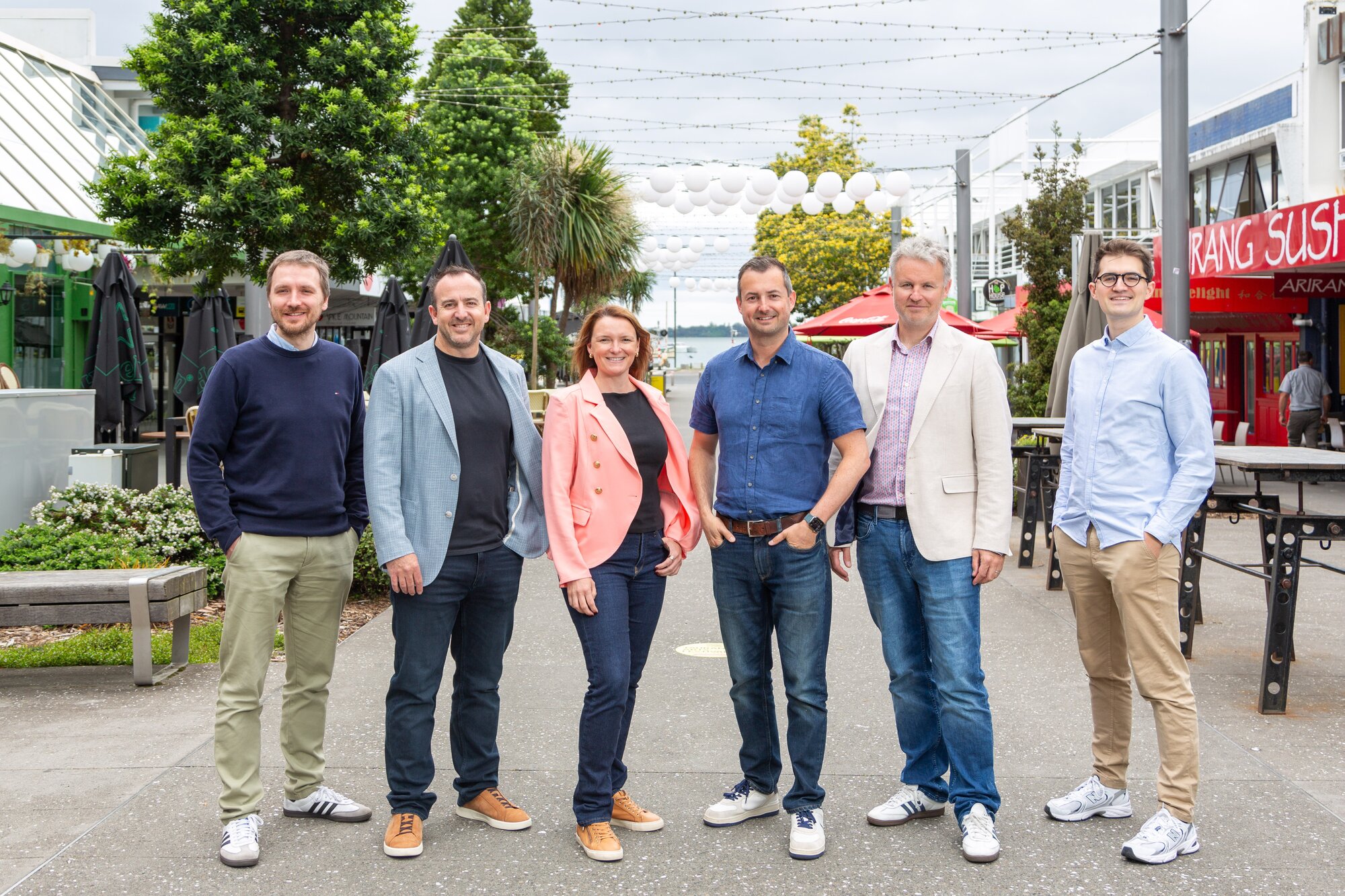 ClauseBase co-founder and chief executive Maarten Truyens (from left), LawVu co-founder and chief executive Sam Kidd, LawVu chief operating officer Sarah Webb, LawVu chief marketing officer Greg Stephenson, LawVu chief commercial officer Patrick Clibborn and ClauseBase co-founder and chief operating officer Senne Mennes.