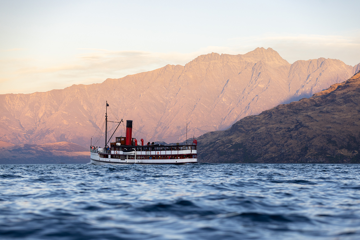 This coal-fired screw steamer, the TSS Earnslaw, has been sailing since 1912. 