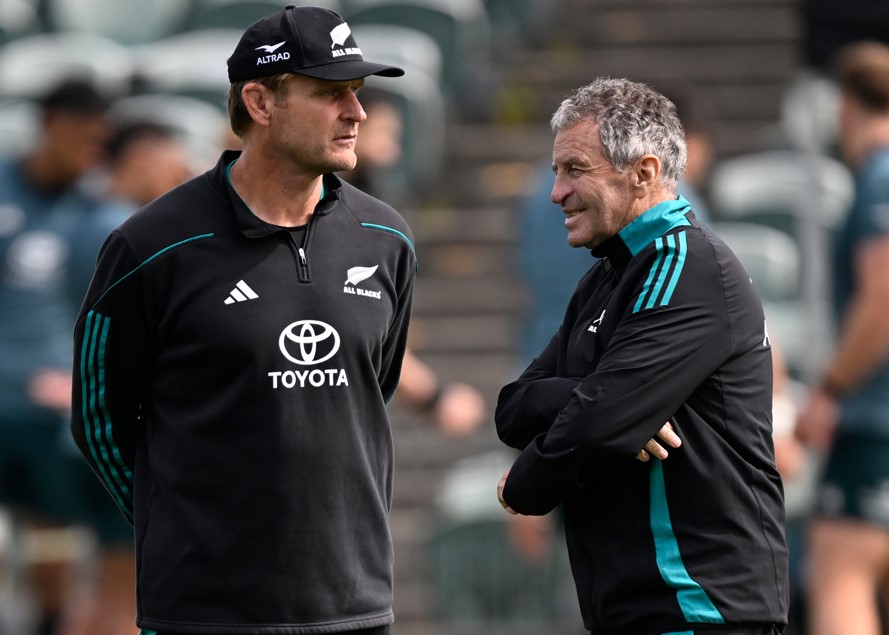 In his role as NZ Rugby performance coach, Wayne Smith, right, worked with All Blacks coach Scott Robertson and the Black Ferns over the past two years. Photo / Photosport