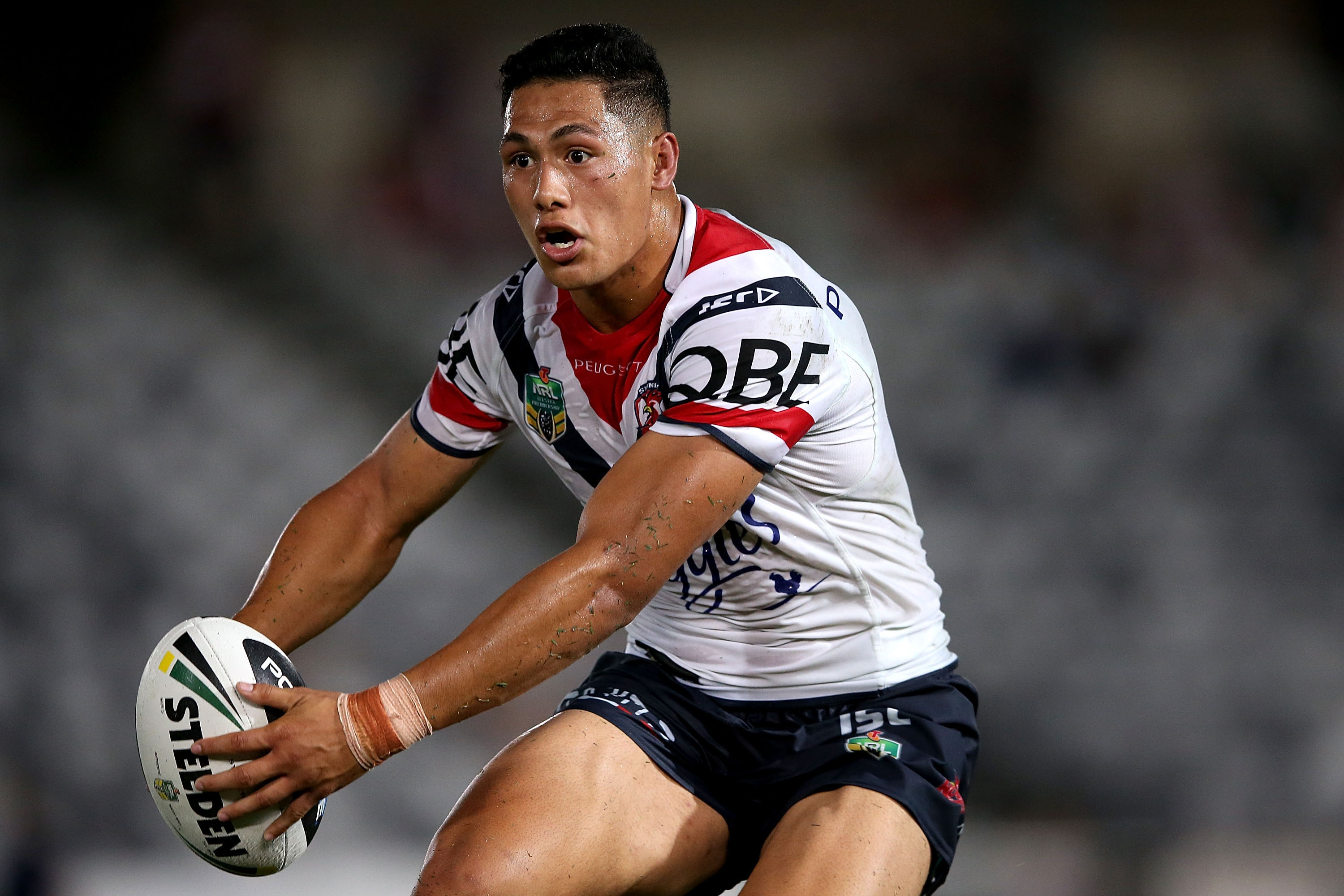 Roger Tuivasa-Sheck of the Roosters in action during the NRL Trial Match between the Sydney Roosters and the Manly Sea Eagles. Photo / Getty Images.