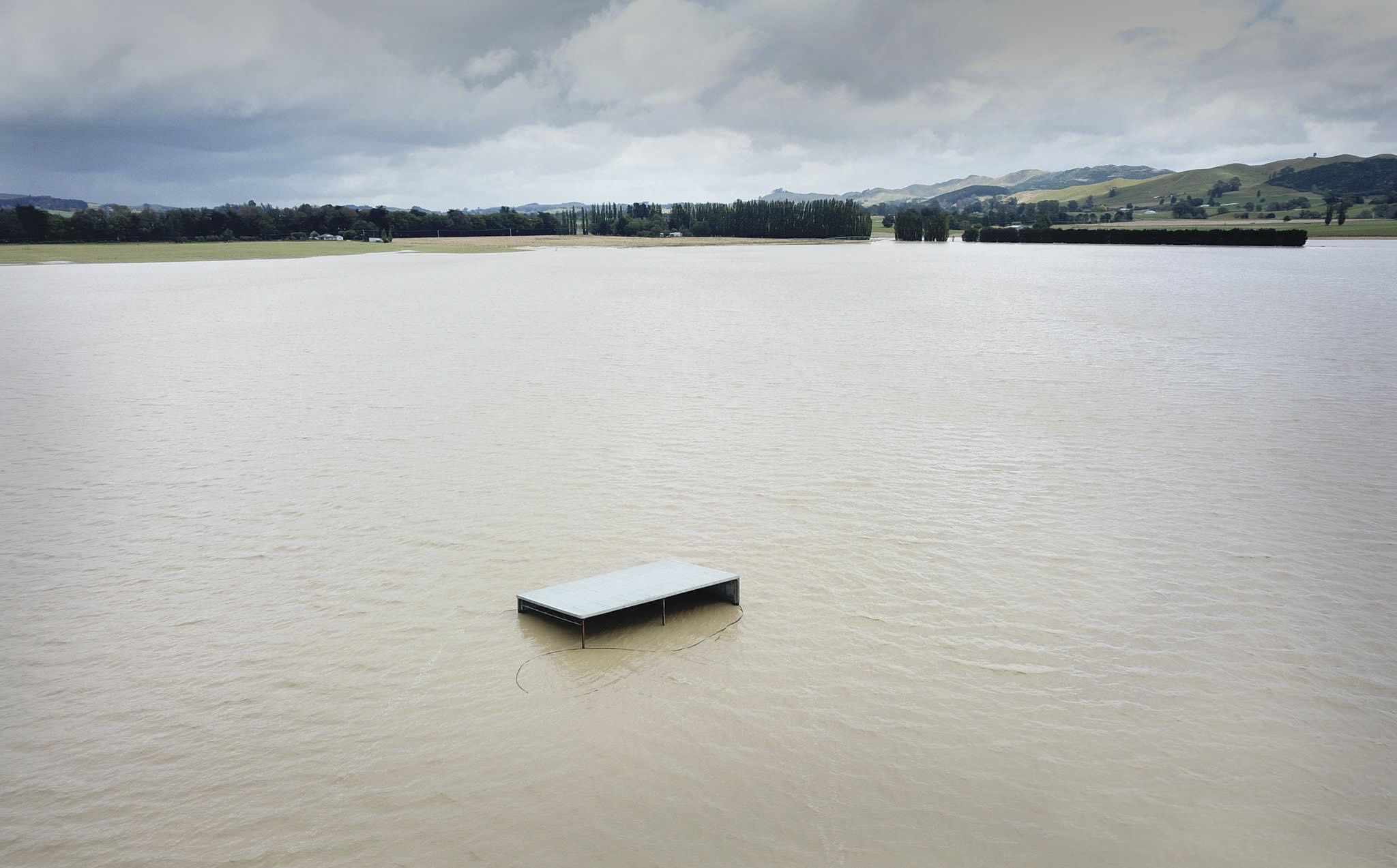 Drumpeel Farm, near Ōtāne, in the days after the Cyclone Gabrielle flooding. More weather extremes with either too much or too little water are expected with climate change. Photo / Miles McBain
